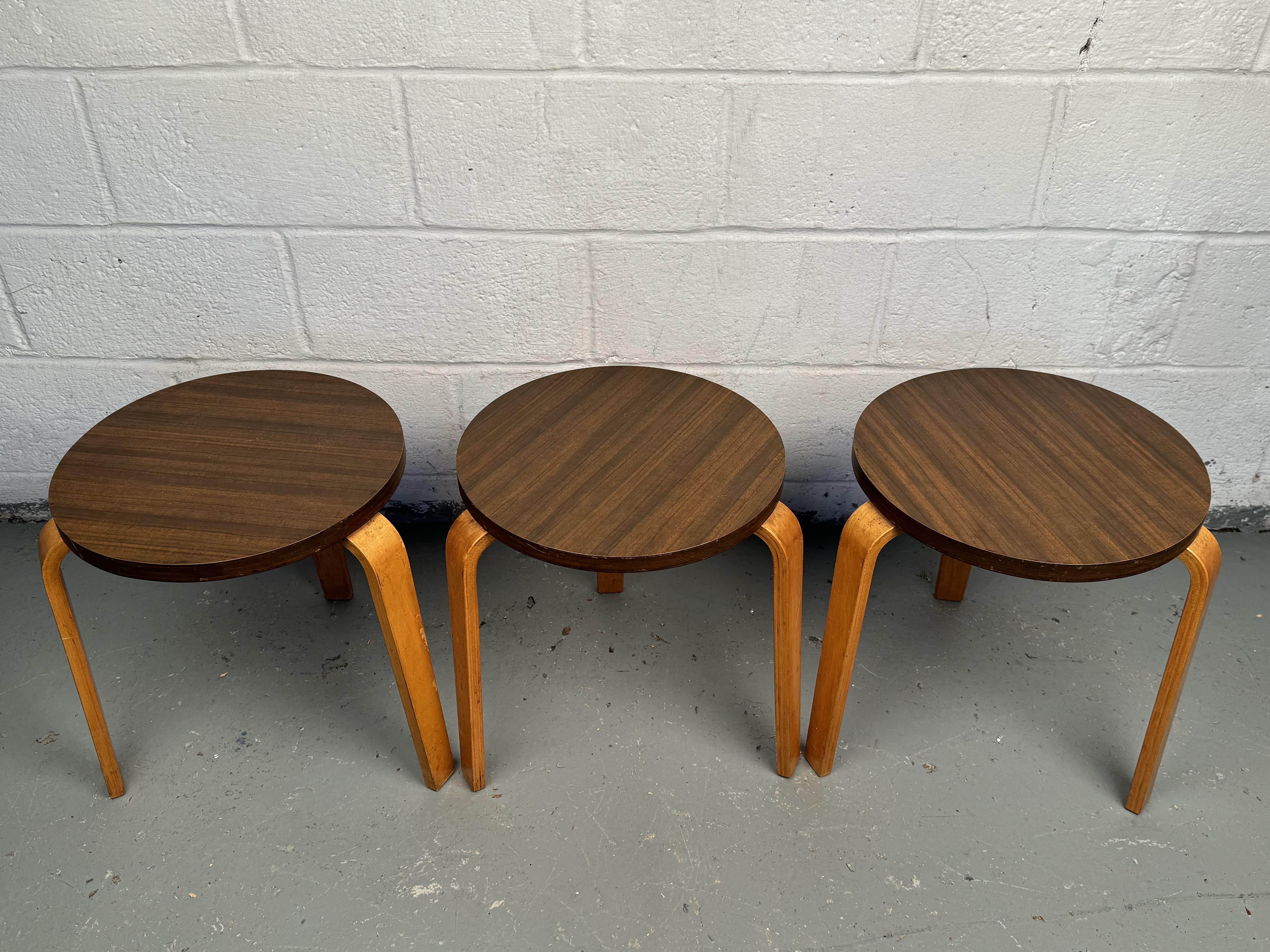 Mid-Century Modern Mid-Century Bentwood Stacking Tables By Alvar Aalto For Sale