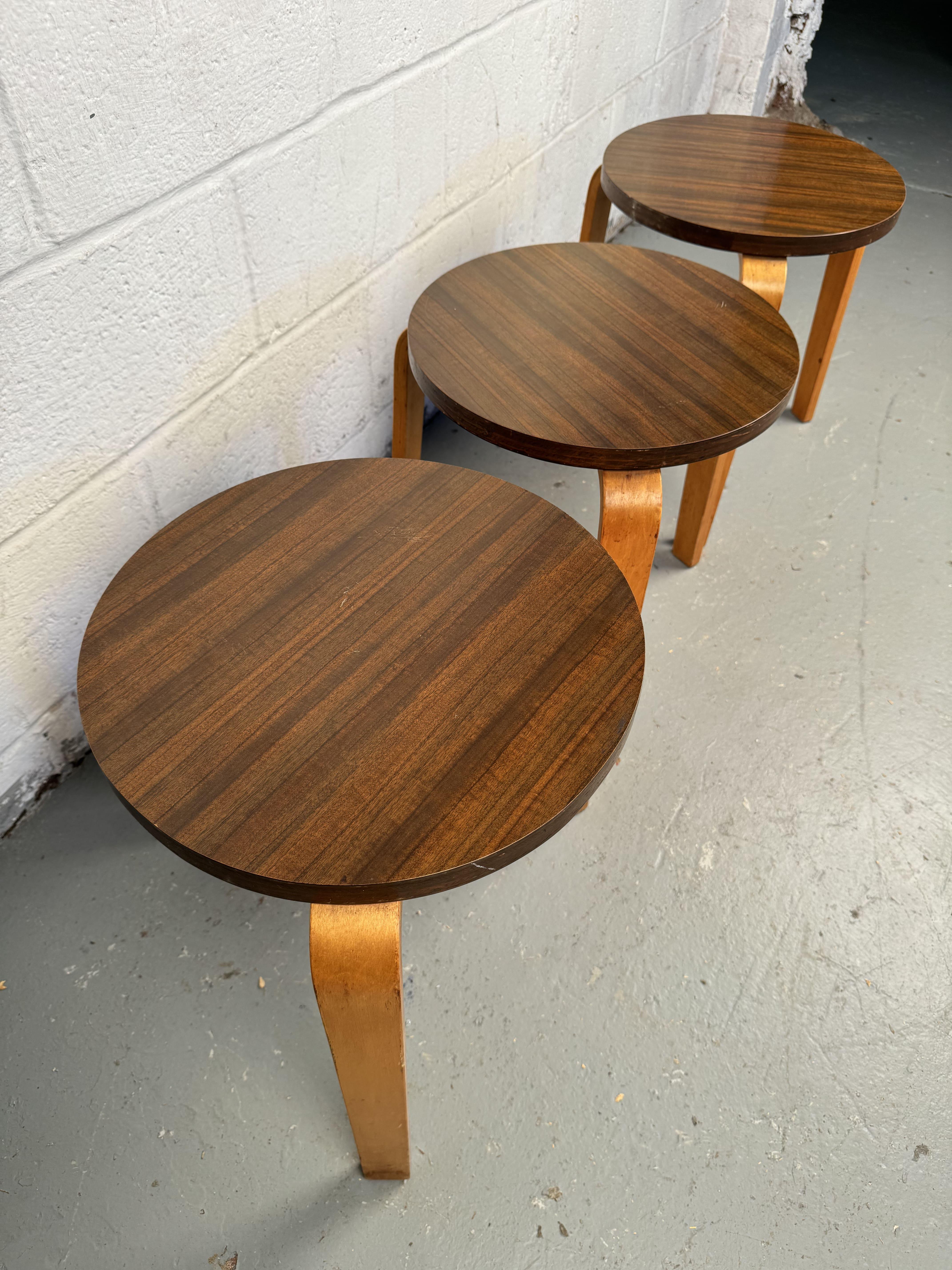 20th Century Mid-Century Bentwood Stacking Tables By Alvar Aalto For Sale