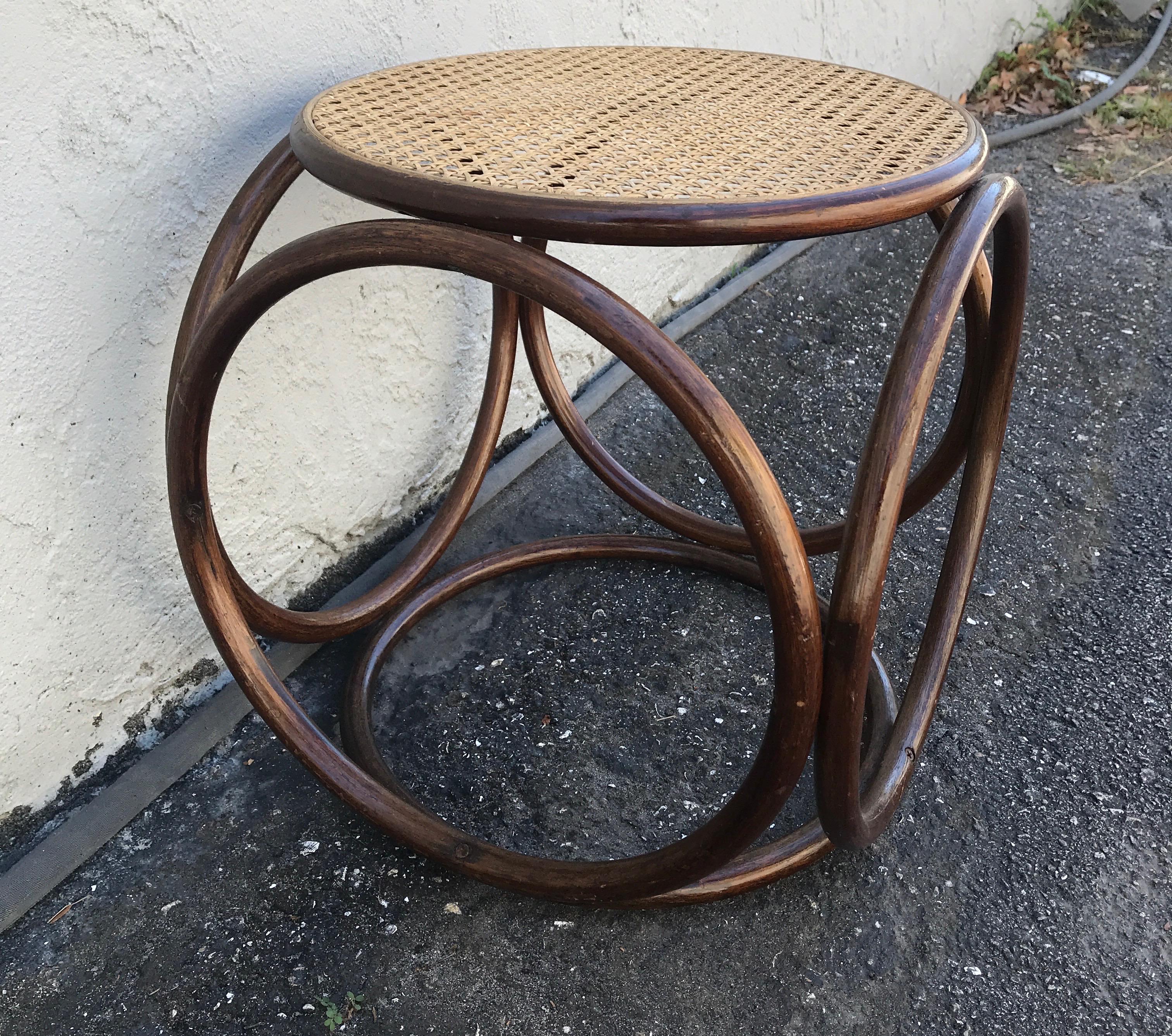 Mid Century Bentwood Stool Attributed to Michael Thonet 4