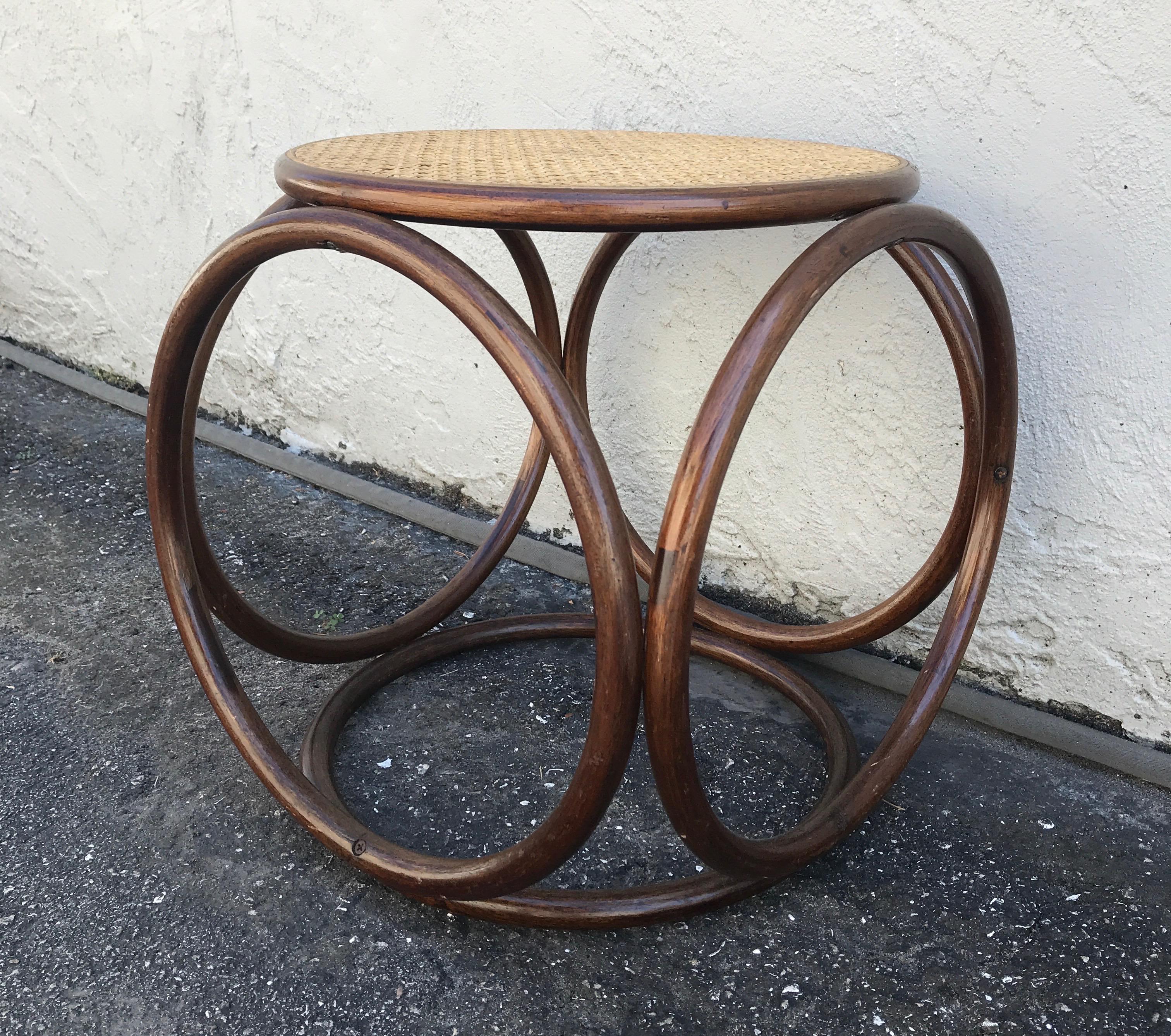Mid Century Bentwood Stool Attributed to Michael Thonet In Good Condition In West Palm Beach, FL