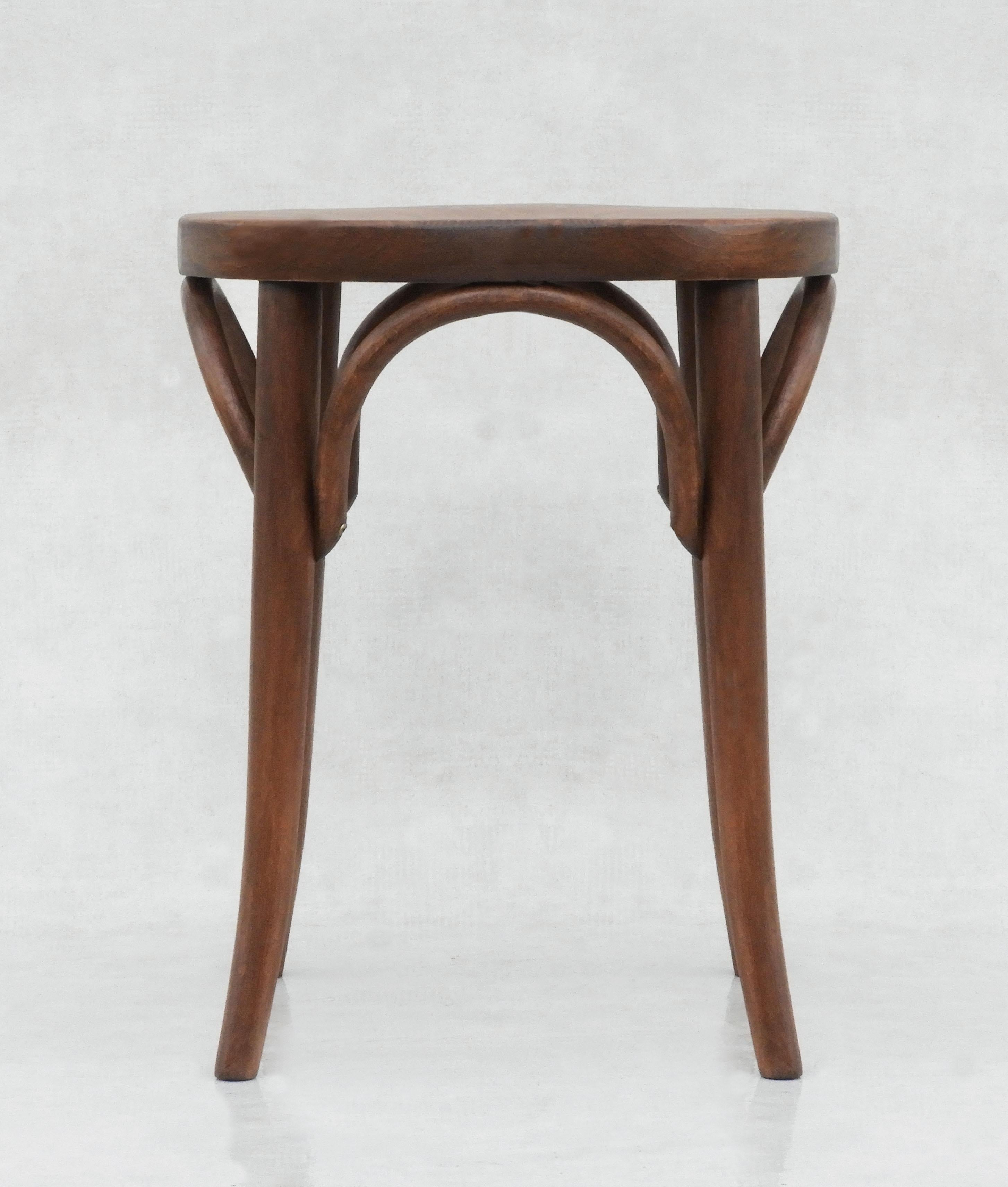 Mid Century Bentwood Stool with Solid Wood Seat C1950s France 1
