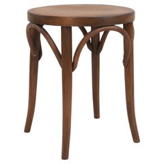 Vintage Mid Century Bentwood Stool with Solid Wood Seat C1950s France