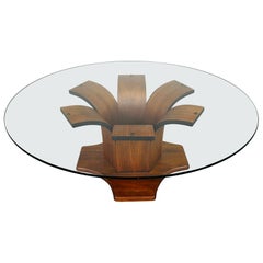 Mid-Century Bentwood Walnut Cocktail Table By Kohler Años 60