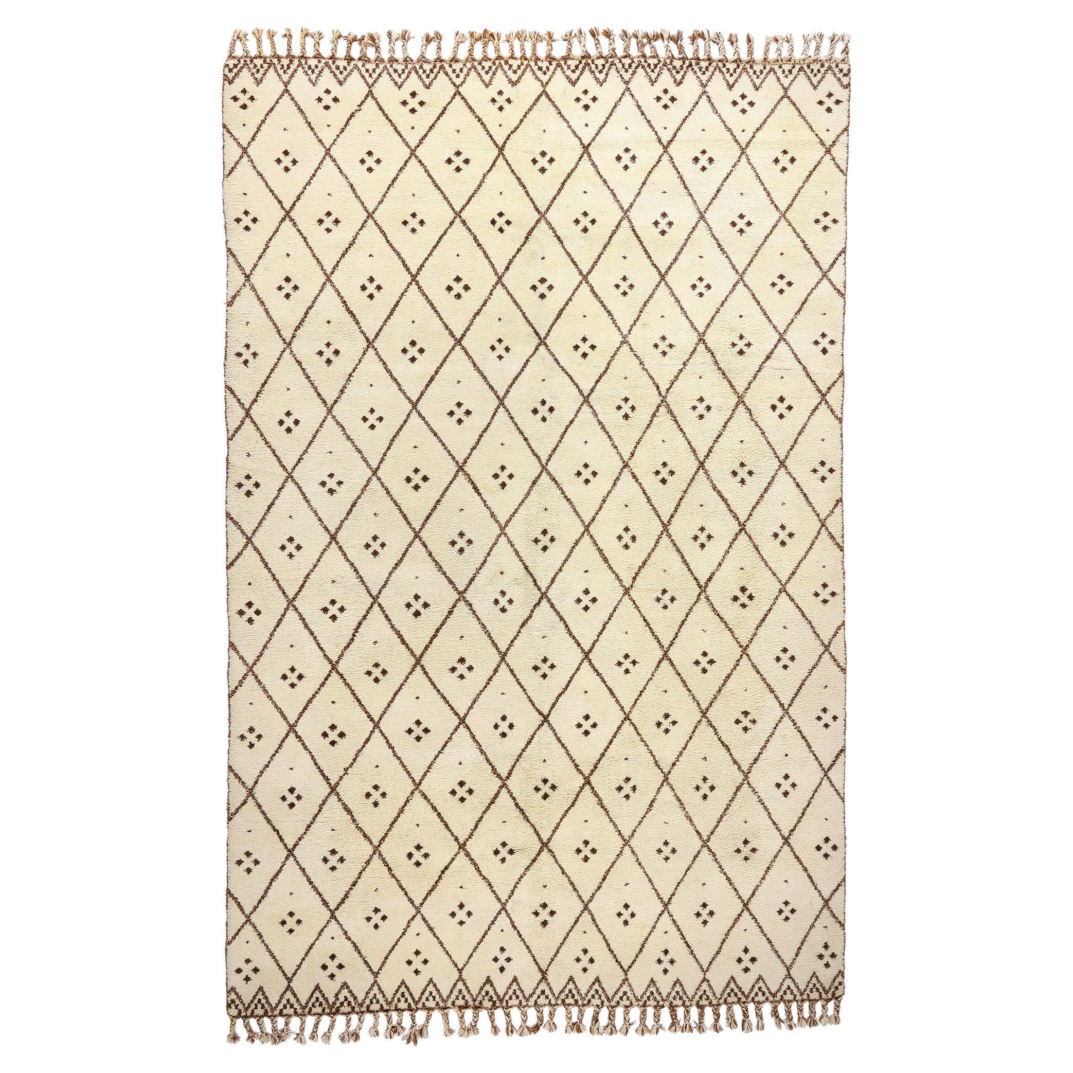 Tapis berbère marocain Beni Ourain de style Modernity des années 1970