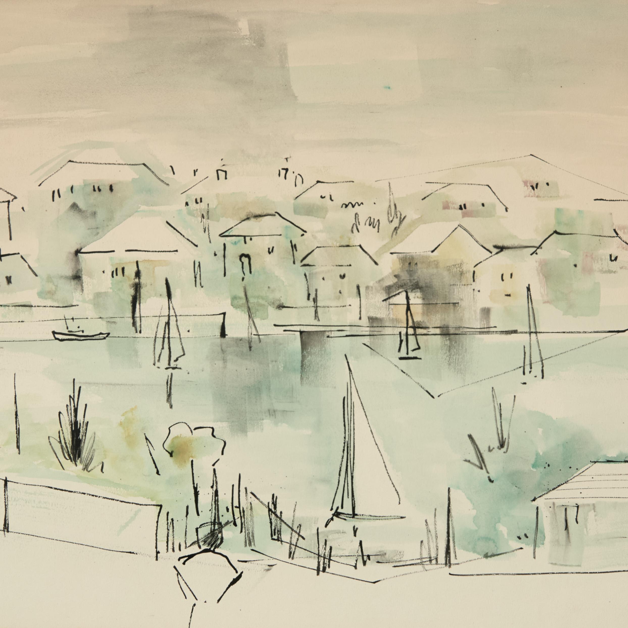 Mid-Century Modern Aquarelle bermudienne du milieu du siècle dernier d'Alfred Birdsey en vente