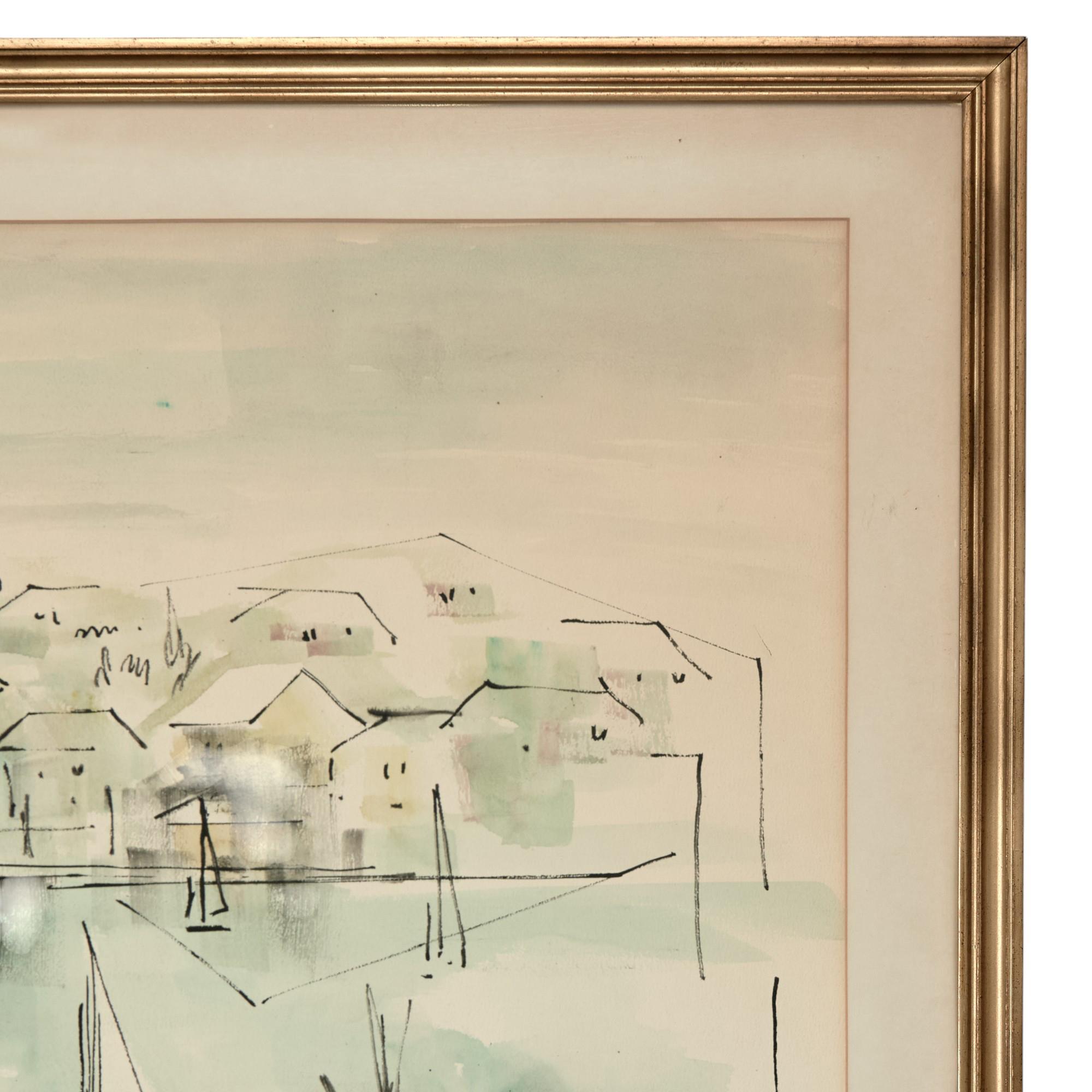 Bermudien Aquarelle bermudienne du milieu du siècle dernier d'Alfred Birdsey en vente