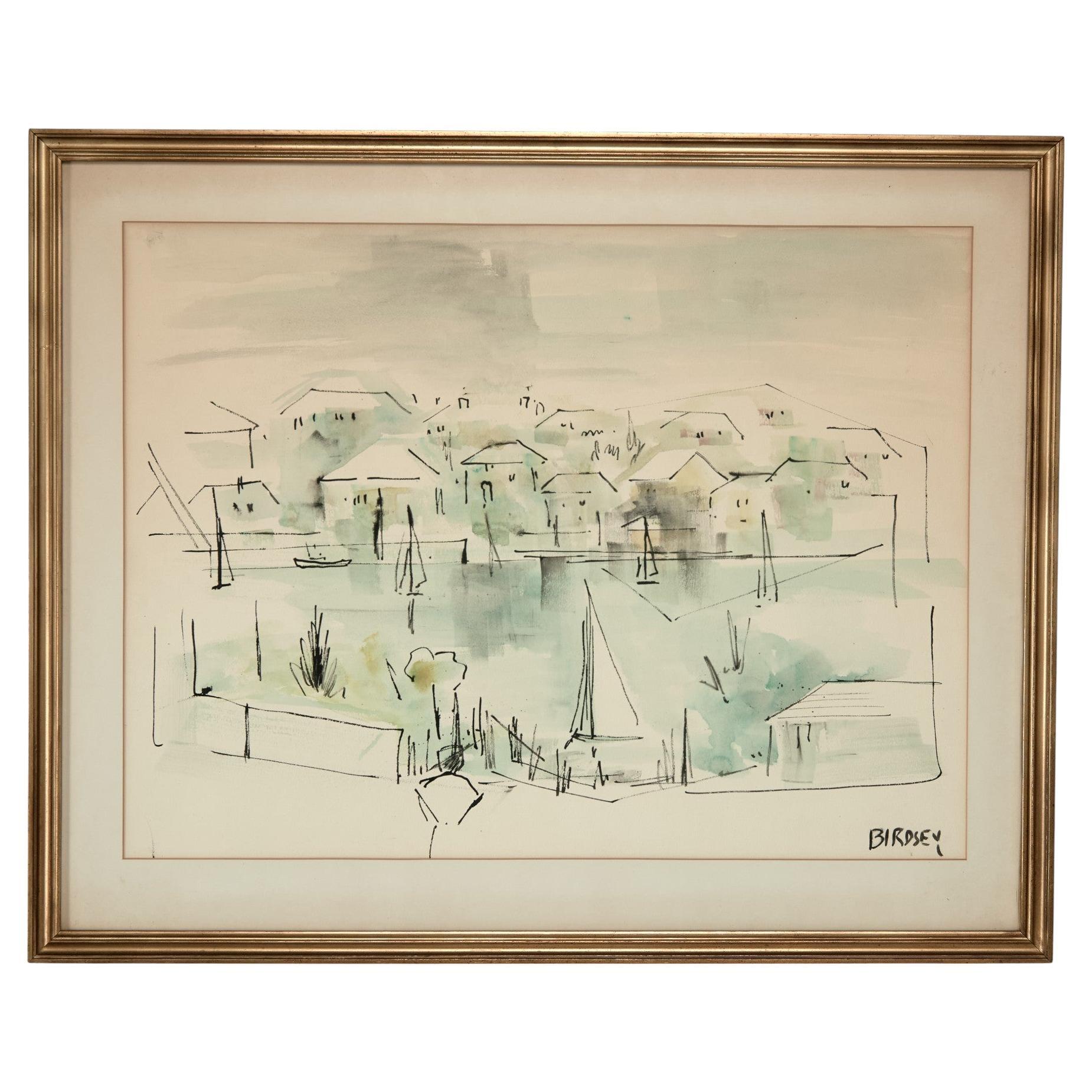 Mid Century Bermudian Watercolor by Alfred Birdsey