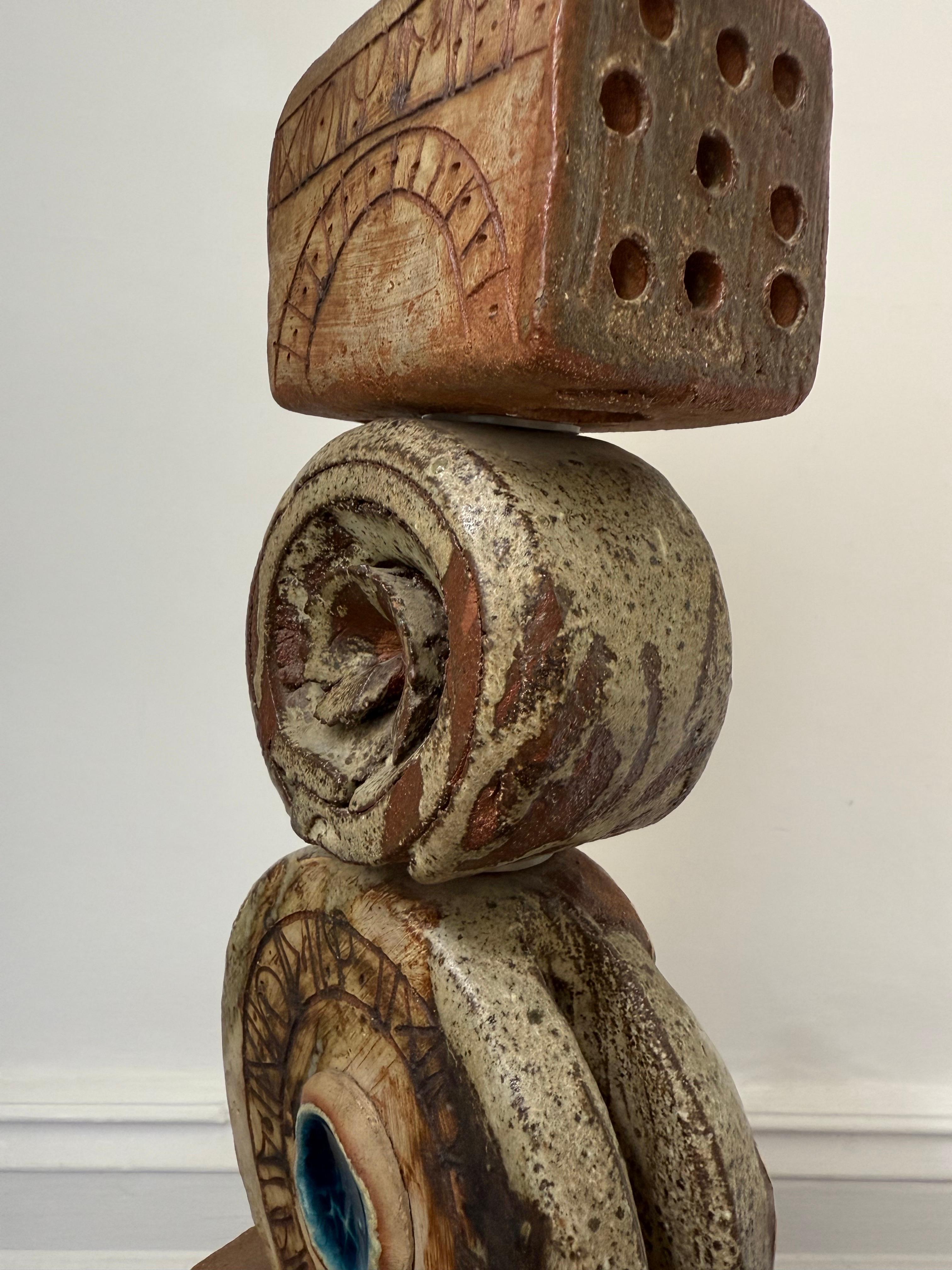 Lámpara TOTEM de cerámica de mediados de siglo Bernard Rooke Studio Tonos naturales, Inglaterra en venta 5