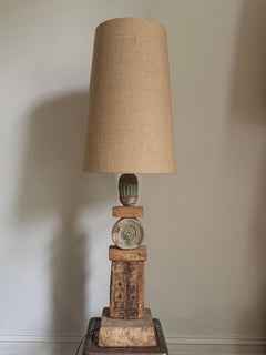 Mid-Century Bernard Rooke Studio Ceramic TOTEM Lamp Natural Tones, England