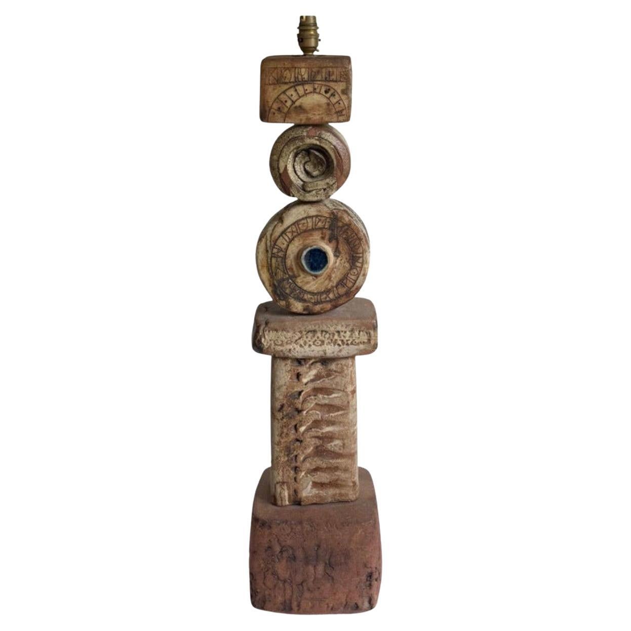 Mid-Century Bernard Rooke Studio Ceramic TOTEM Lamp Natural Tones, England
