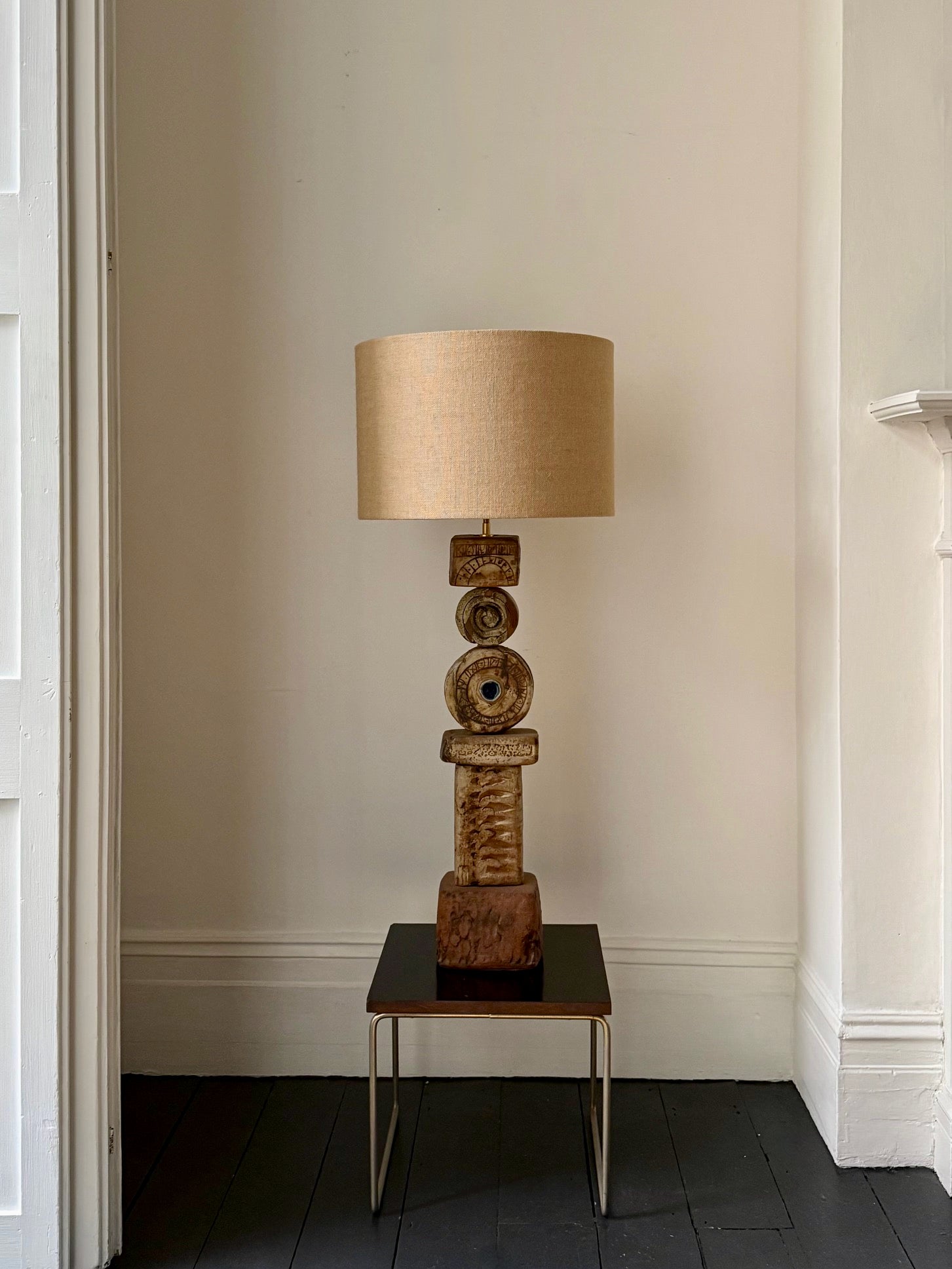 Lampe TOTEM en céramique de Bernard Rooke Studio, milieu du siècle, Natural Tones, Angleterre en vente