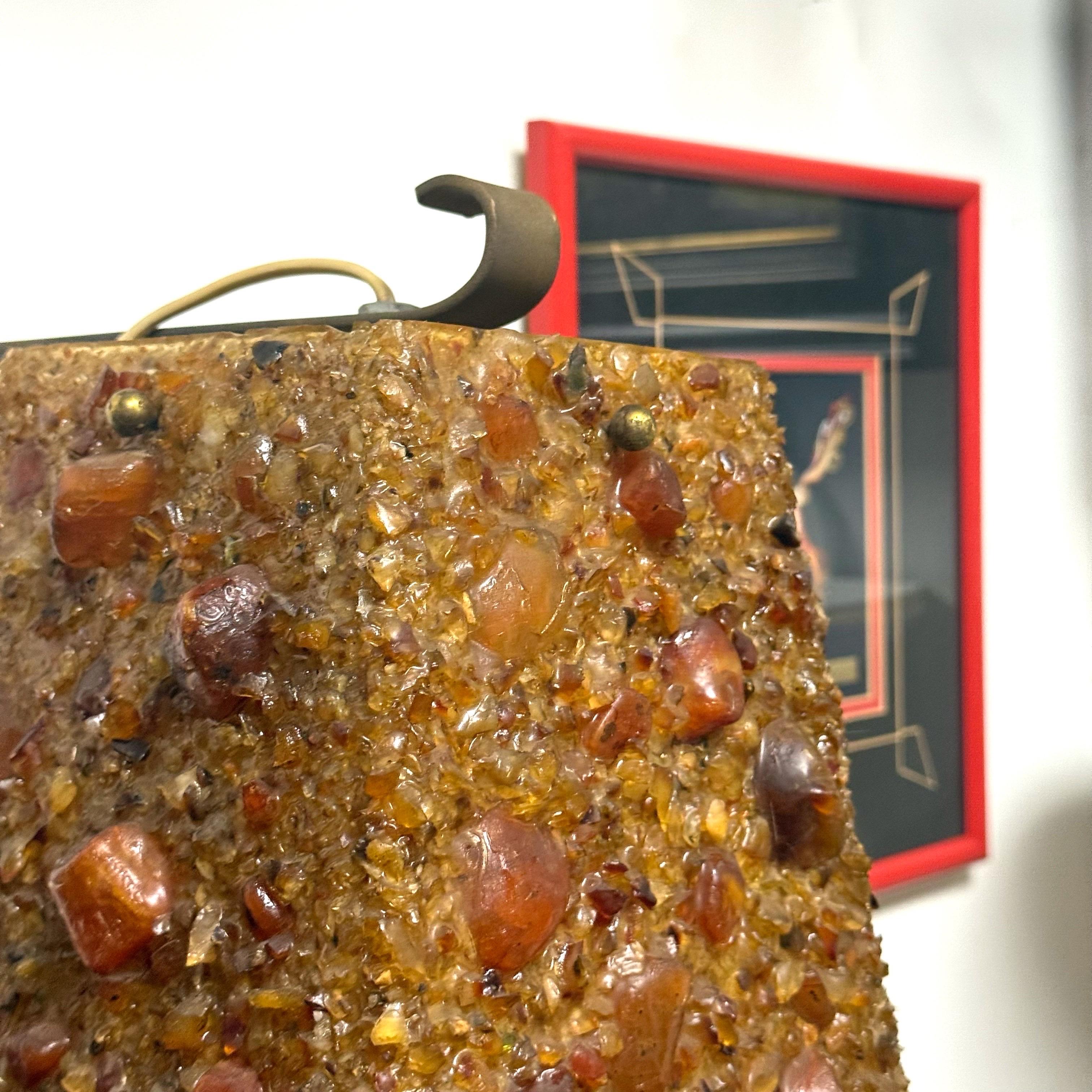 20th Century Mid-Century Bespoke Resin and Stone Sconces, a Pair For Sale