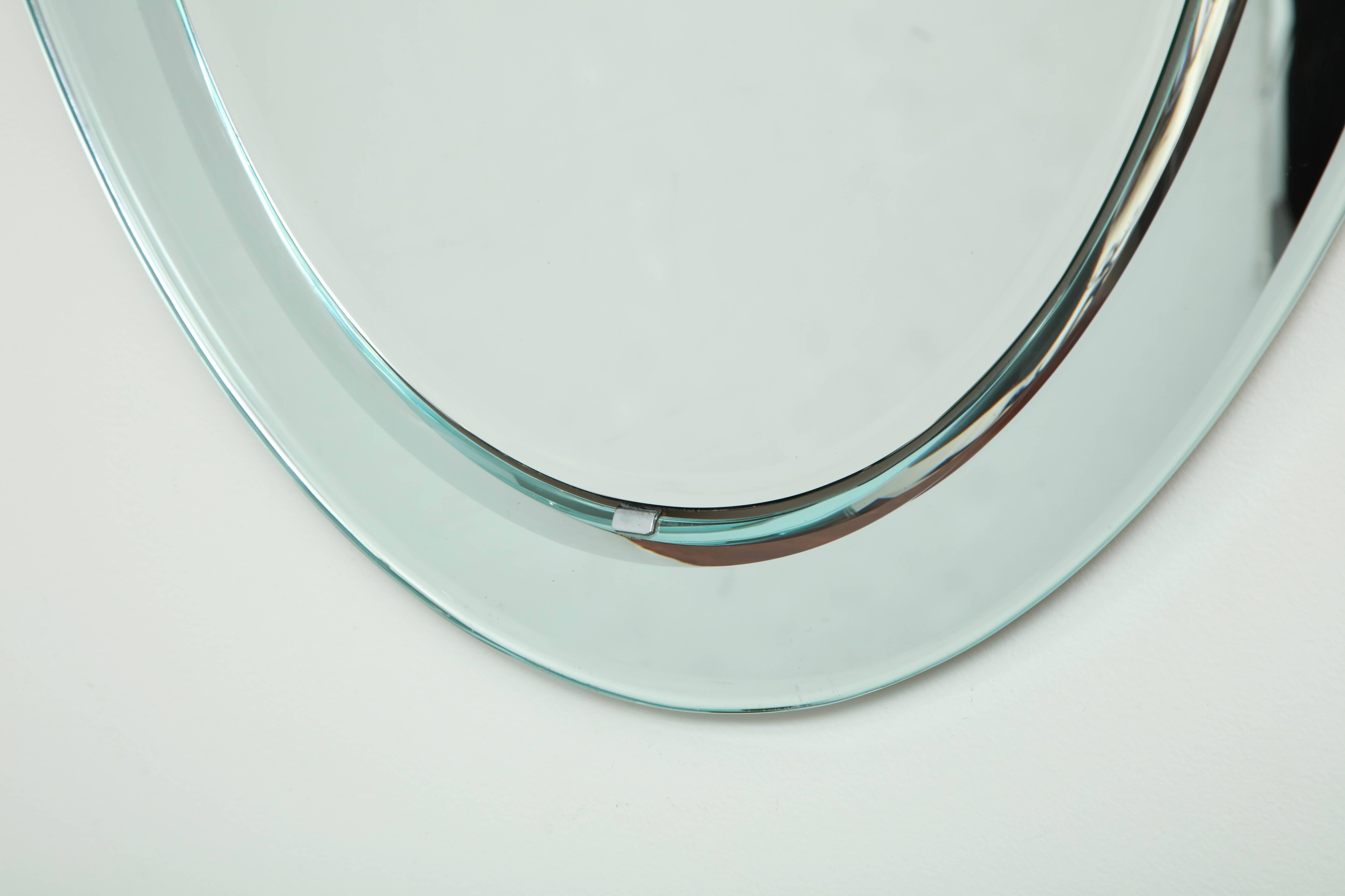 Mid-Century Modern Midcentury Bevelled Oval Wall Mirror by Fontana Arte, Italy
