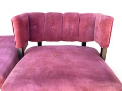 Mid Century Beverly Hills Pr of Velvet Chairs in the Style of Billy Haines