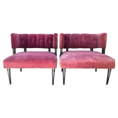 Mid Century Beverly Hills Pr of Velvet Chairs in the Style of Billy Haines