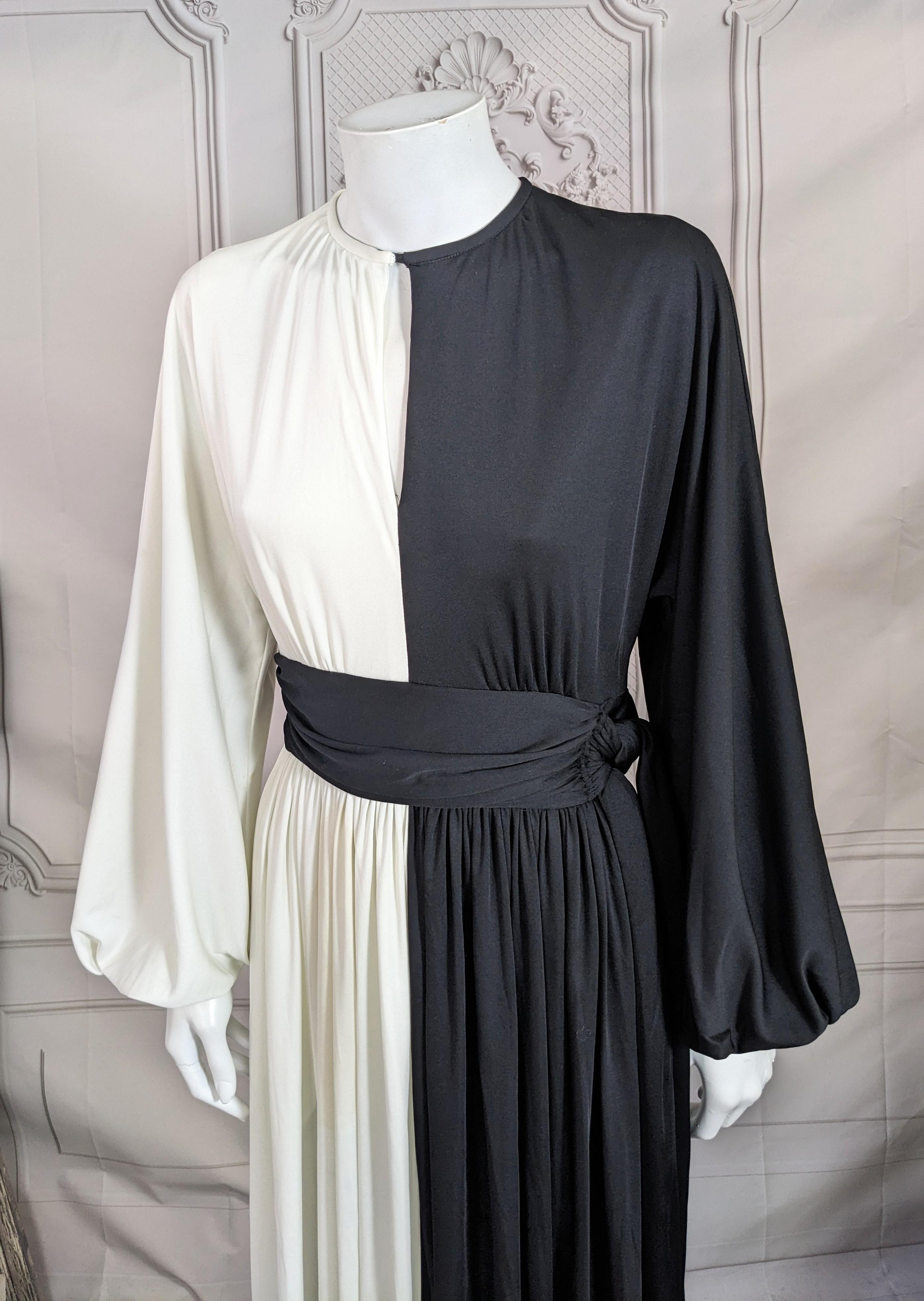 Mid Century Bi Color Jersey Gown For Sale 6