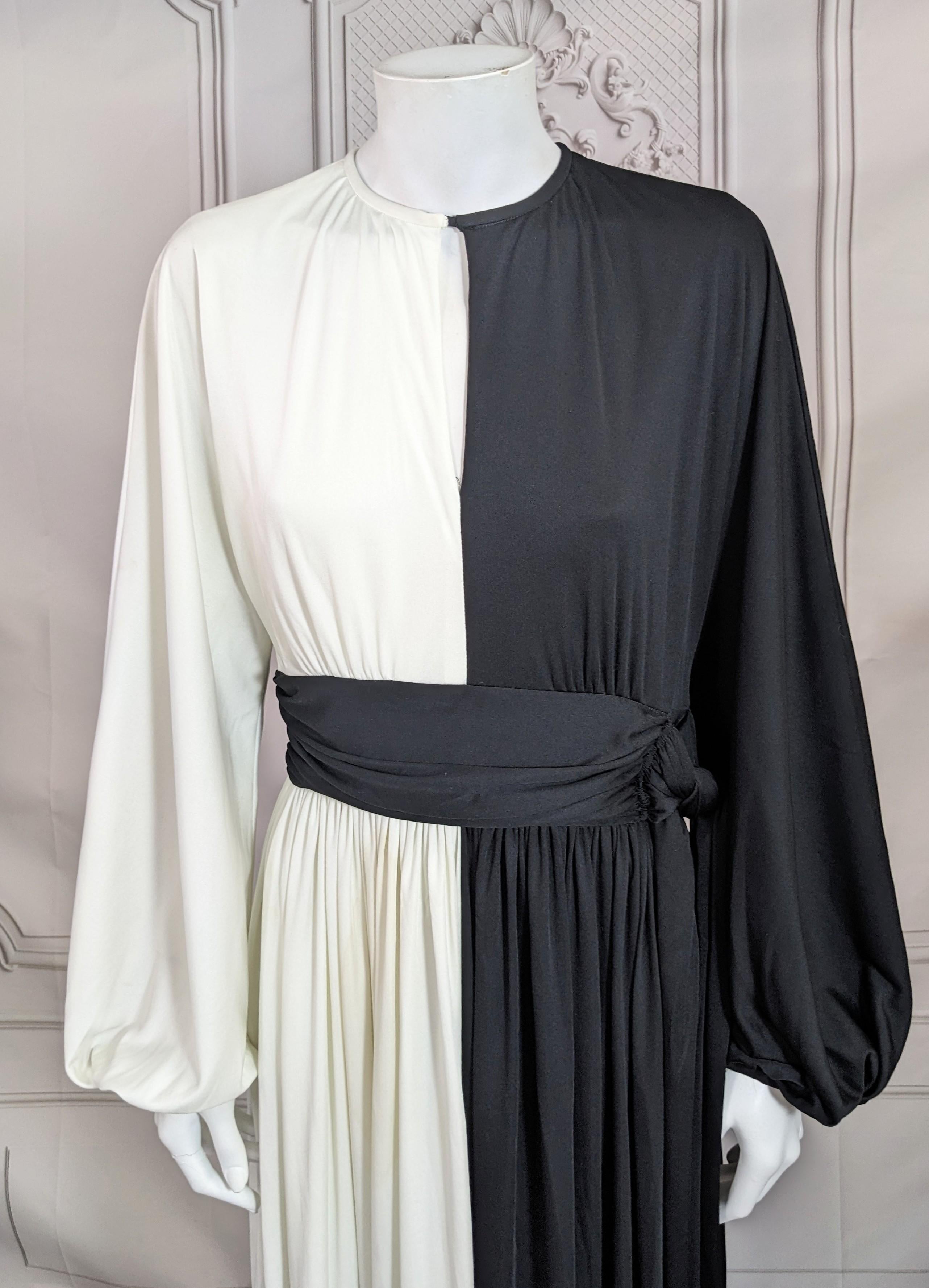 Black Mid Century Bi Color Jersey Gown For Sale