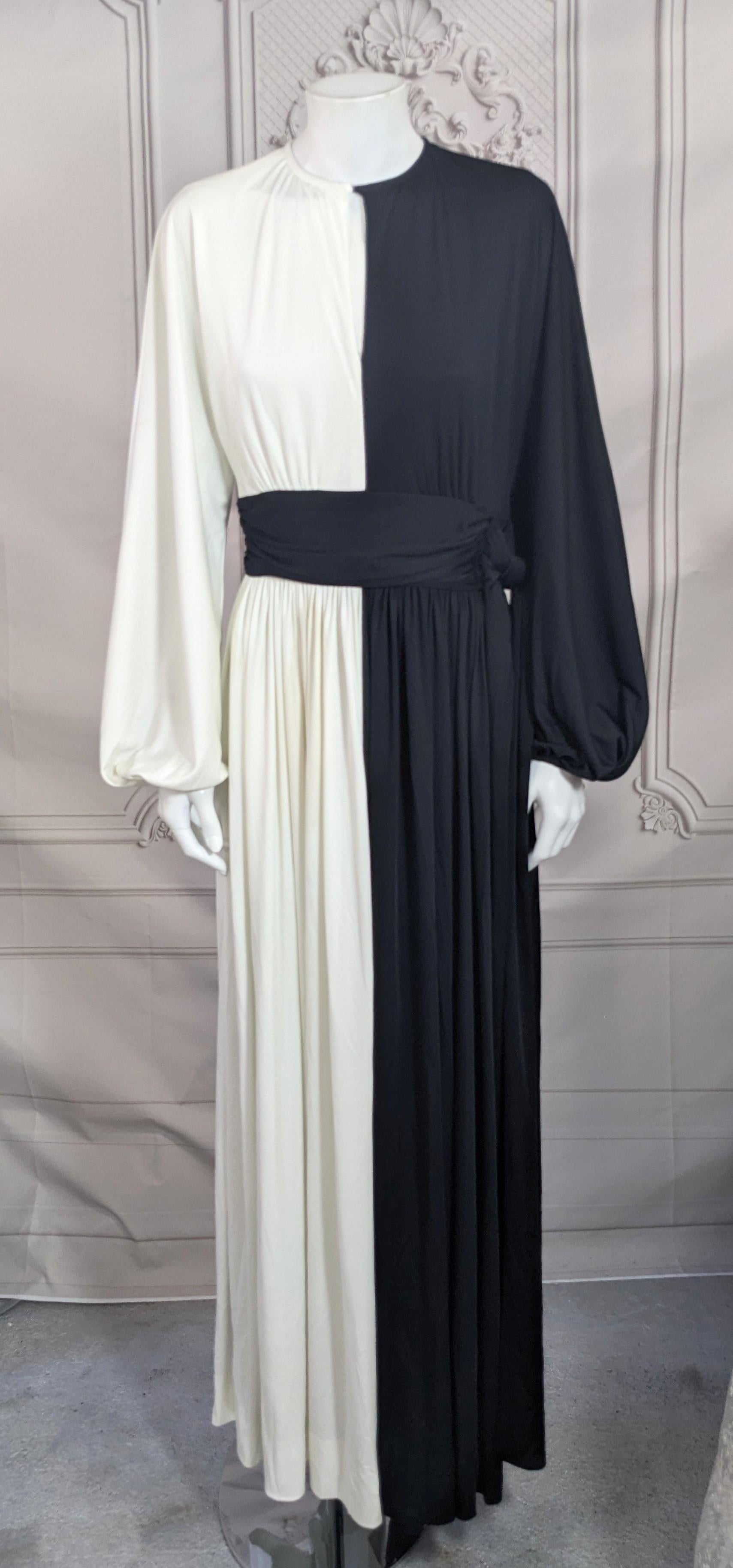 Mid Century Bi Color Jersey Gown In Good Condition For Sale In New York, NY