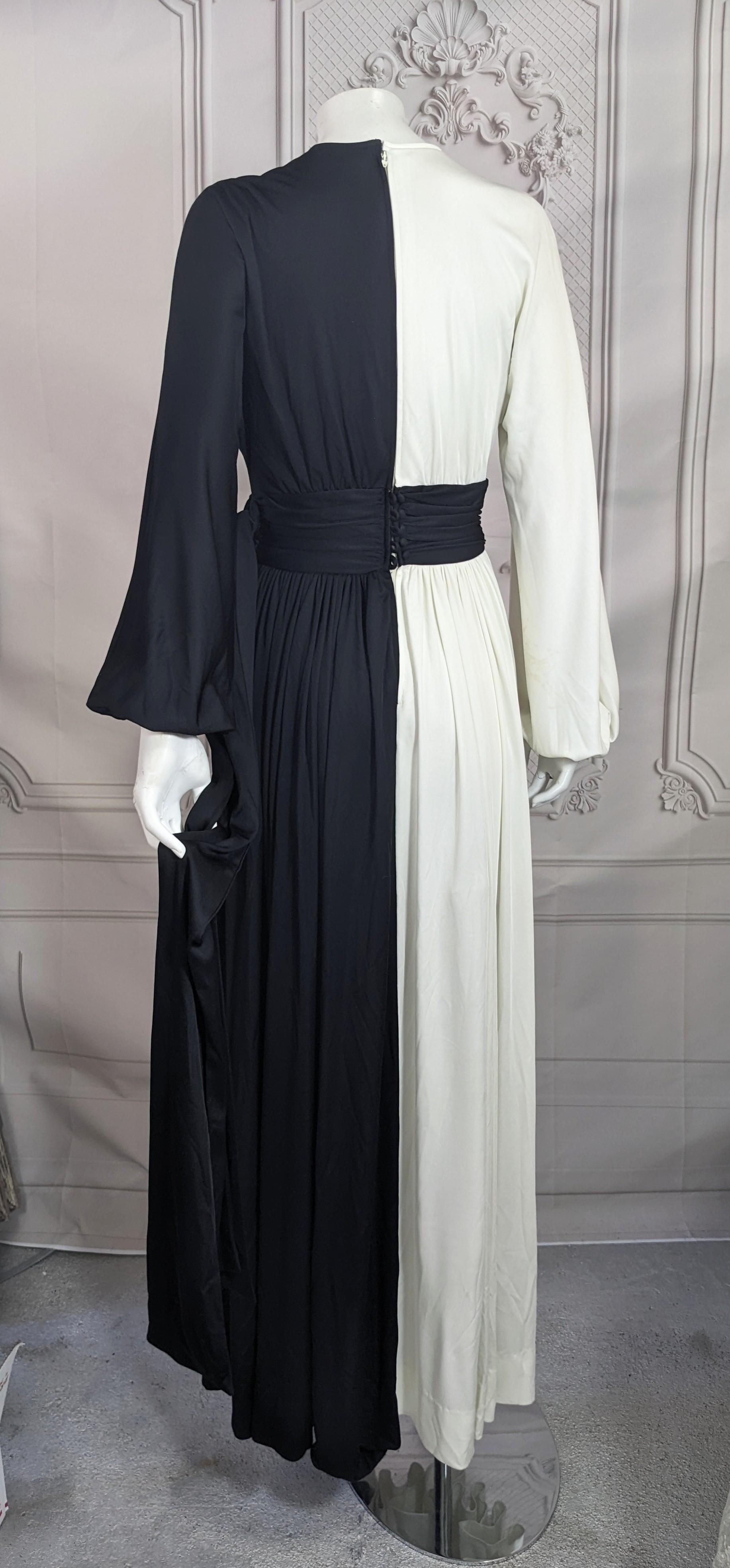 Mid Century Bi Color Jersey Gown For Sale 3