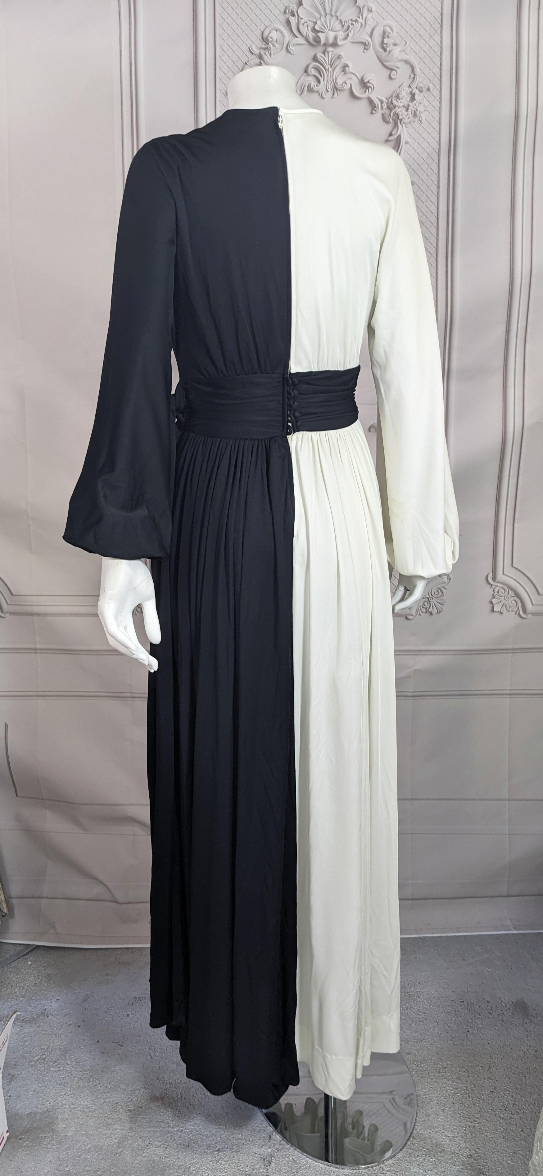Mid Century Bi Color Jersey Gown For Sale 4