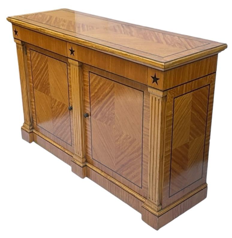 Mid-Century Biedermeier Style Satinwood & Ebony Cabinet / Credenza / Sideboard In Good Condition In Kennesaw, GA