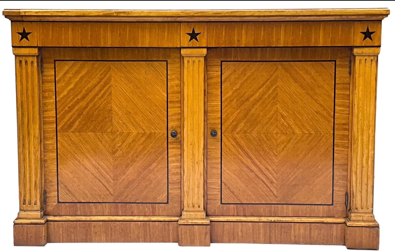 20th Century Mid-Century Biedermeier Style Satinwood & Ebony Cabinet / Credenza / Sideboard