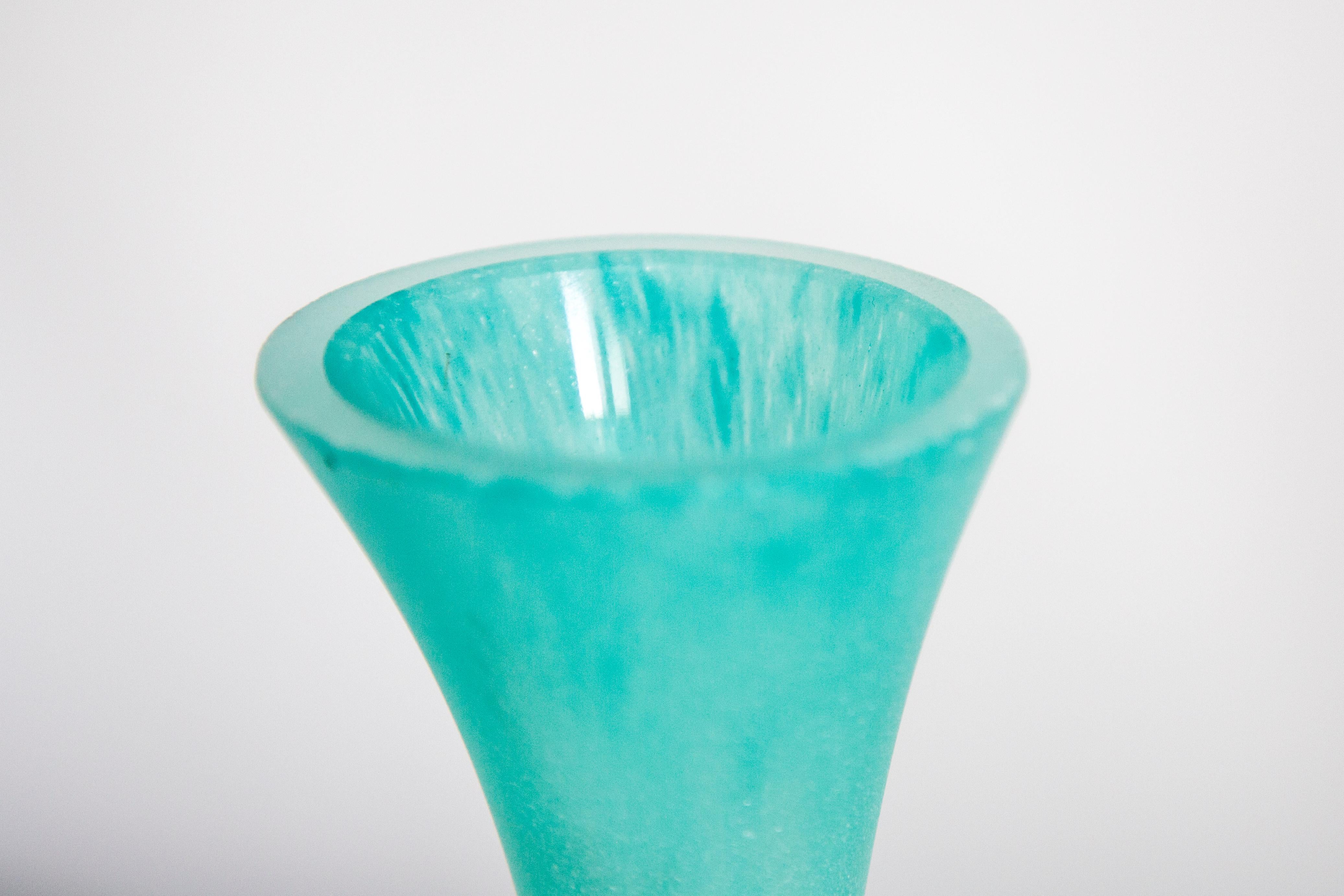 Mid Century Big Acqua Green Twisted Vase, Europe, 1960s For Sale 3