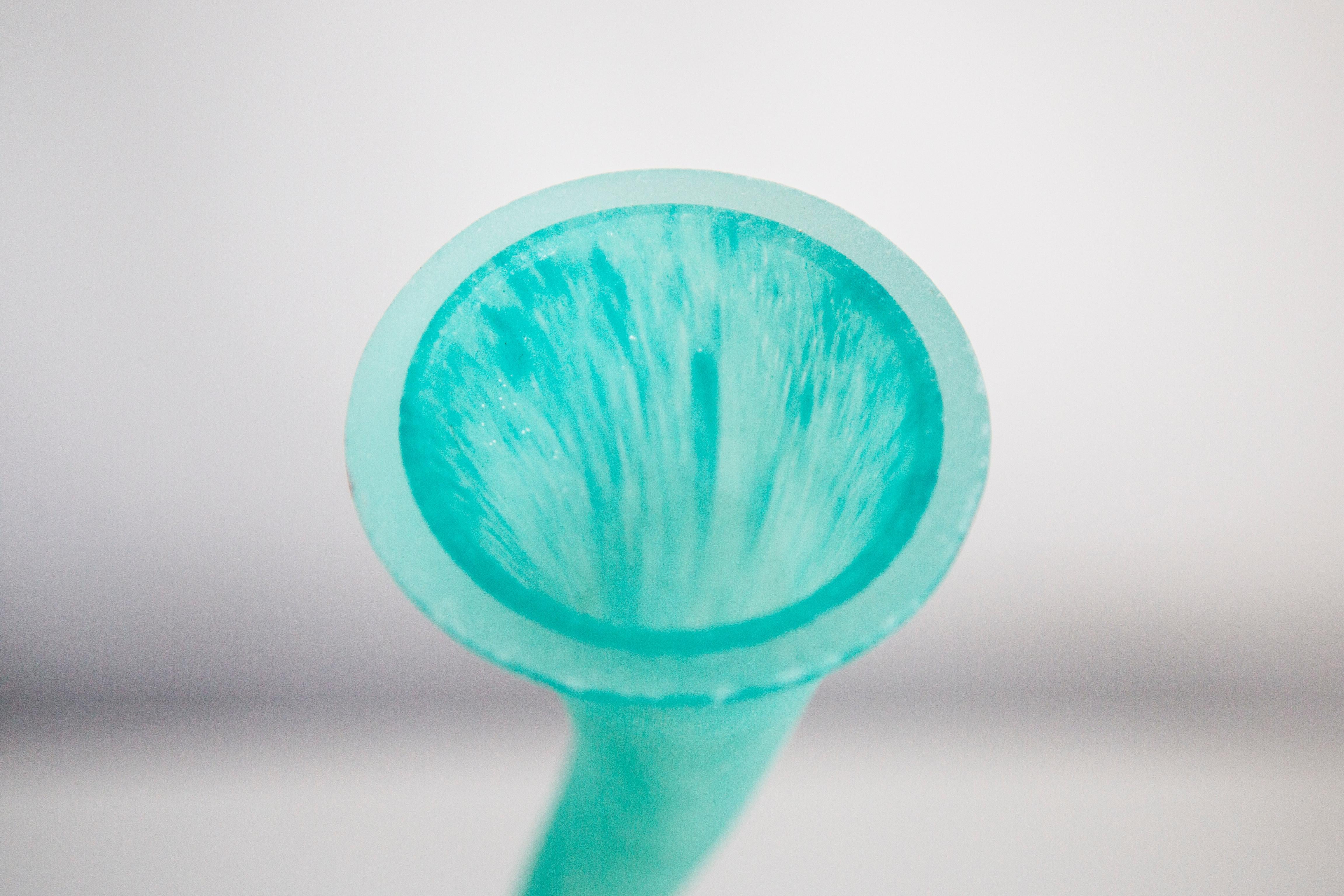Mid Century Big Acqua Green Twisted Vase, Europe, 1960s For Sale 4