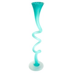 Mid Century Big Acqua Green Gedrehte Vase, Europa, 1960er Jahre
