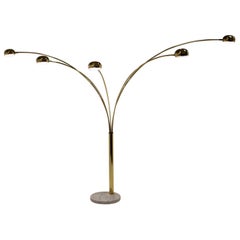 Midcentury Big Brass Floor Lamp, Five Fingers, Italy