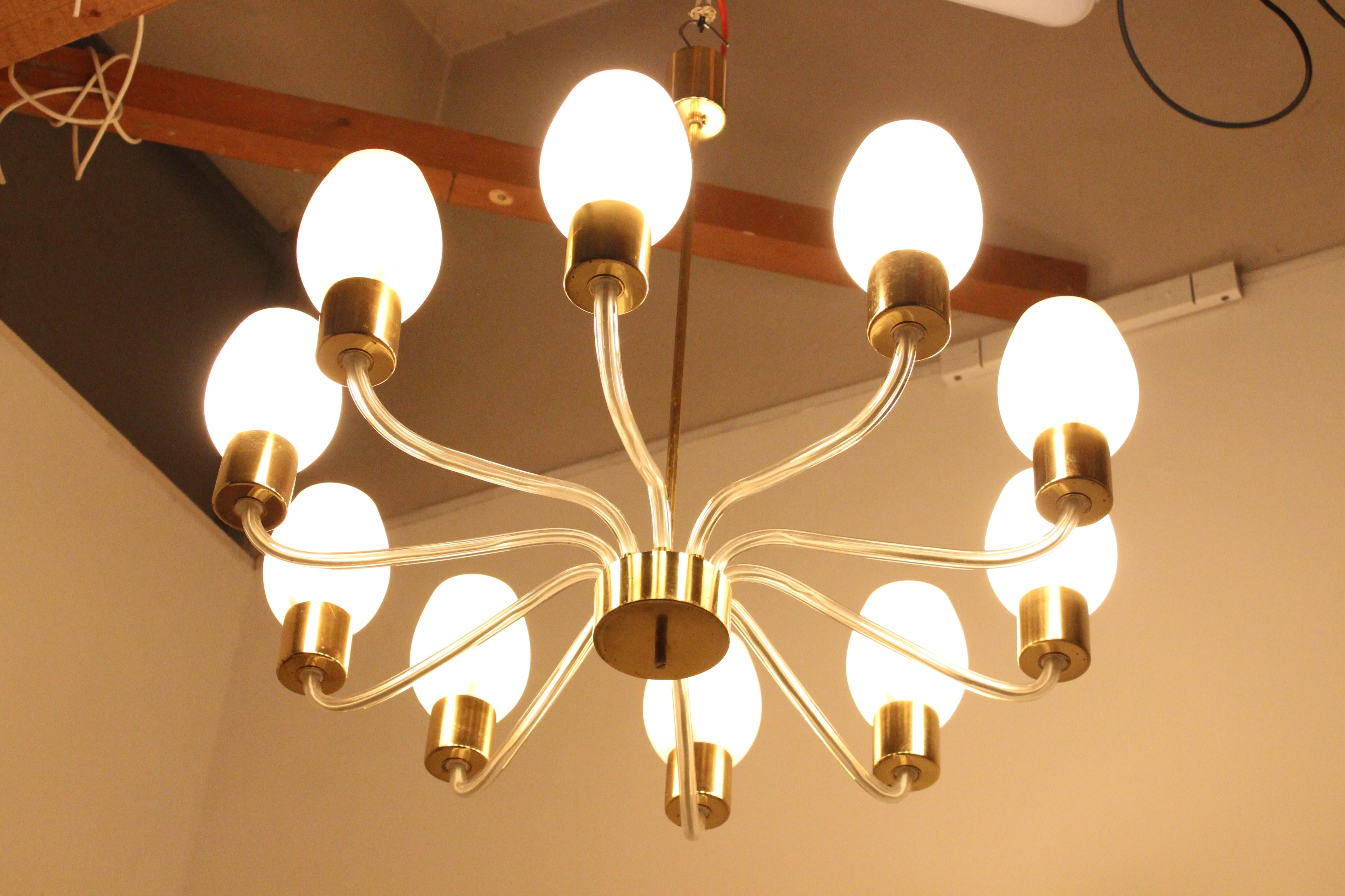 Brass Midcentury Big Chandelier by Kamenický Šenov, 1960s For Sale