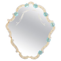 Mid Century Big Decorative Mirror in Flower Frame, Italy, 1960s Mid Century Big Decorative Mirror in Flower Frame, Italy, 1960s