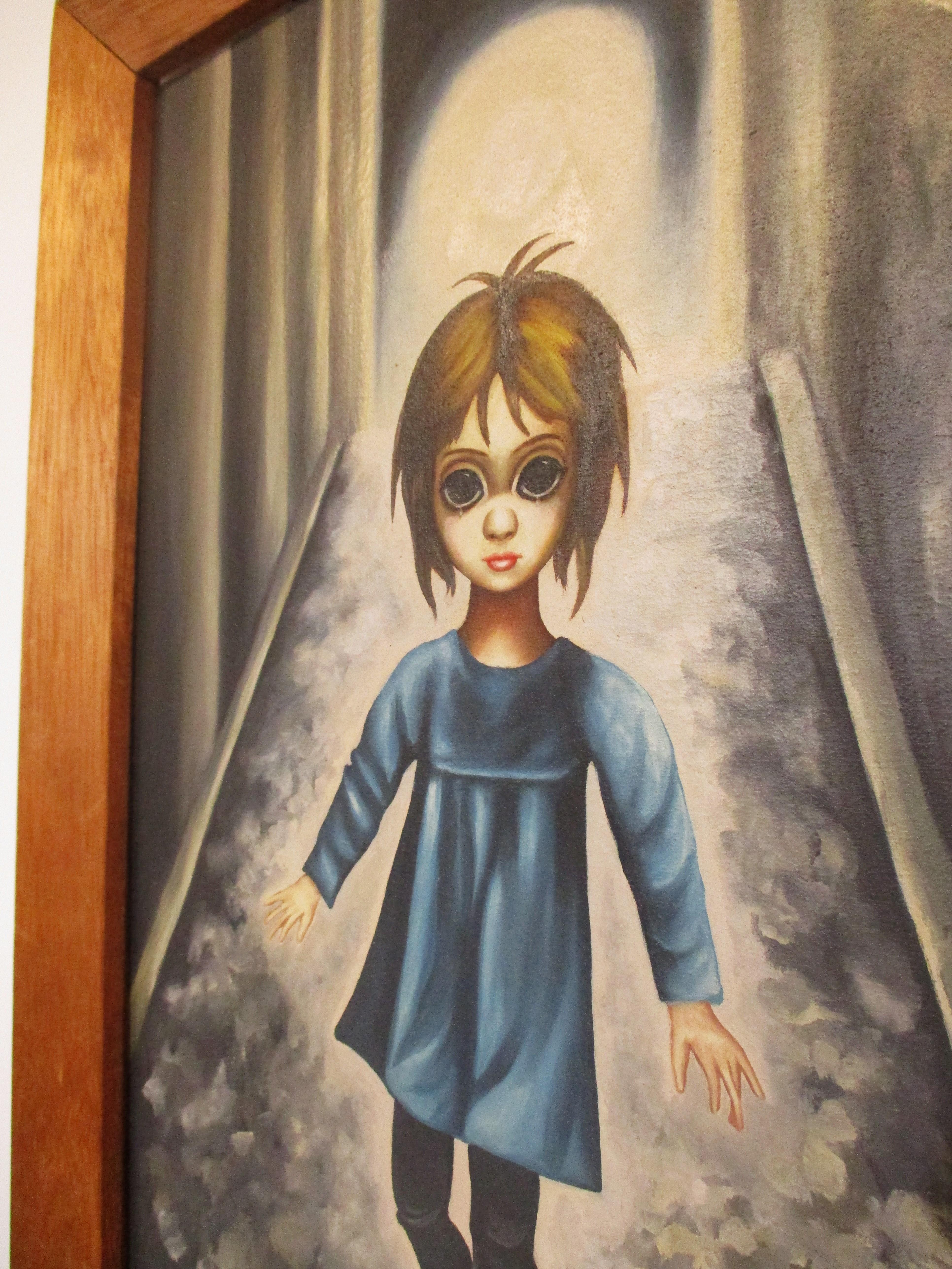 American Mid Century Big Eyes Painting in the manner of Margaret Keane   For Sale