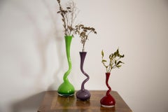 Midcentury Big Green Twisted Vase, Europe, 1960s