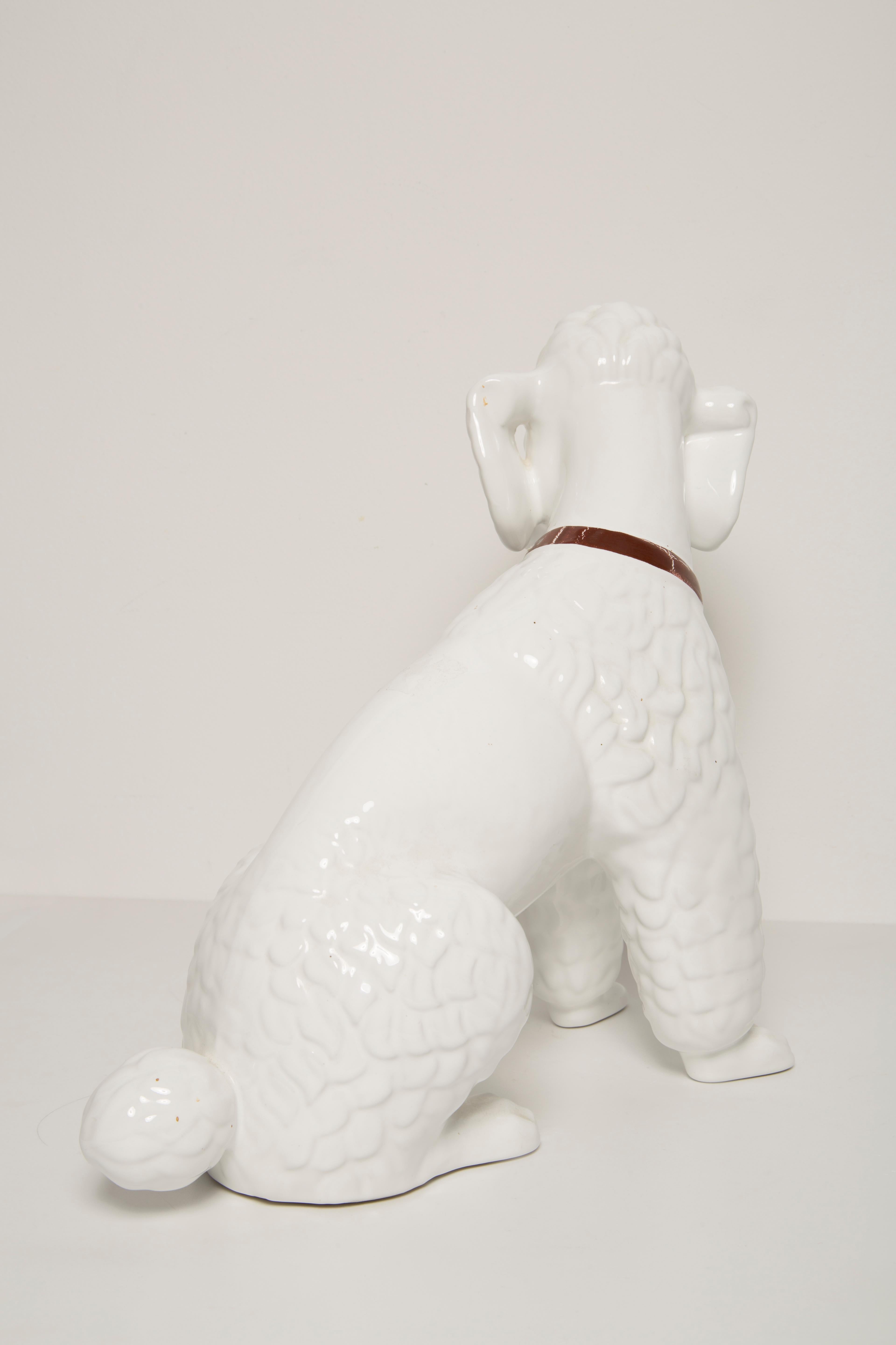 Ceramic Mid Century Big King White Poodle Dog Sculpture, Italy, 1960s For Sale