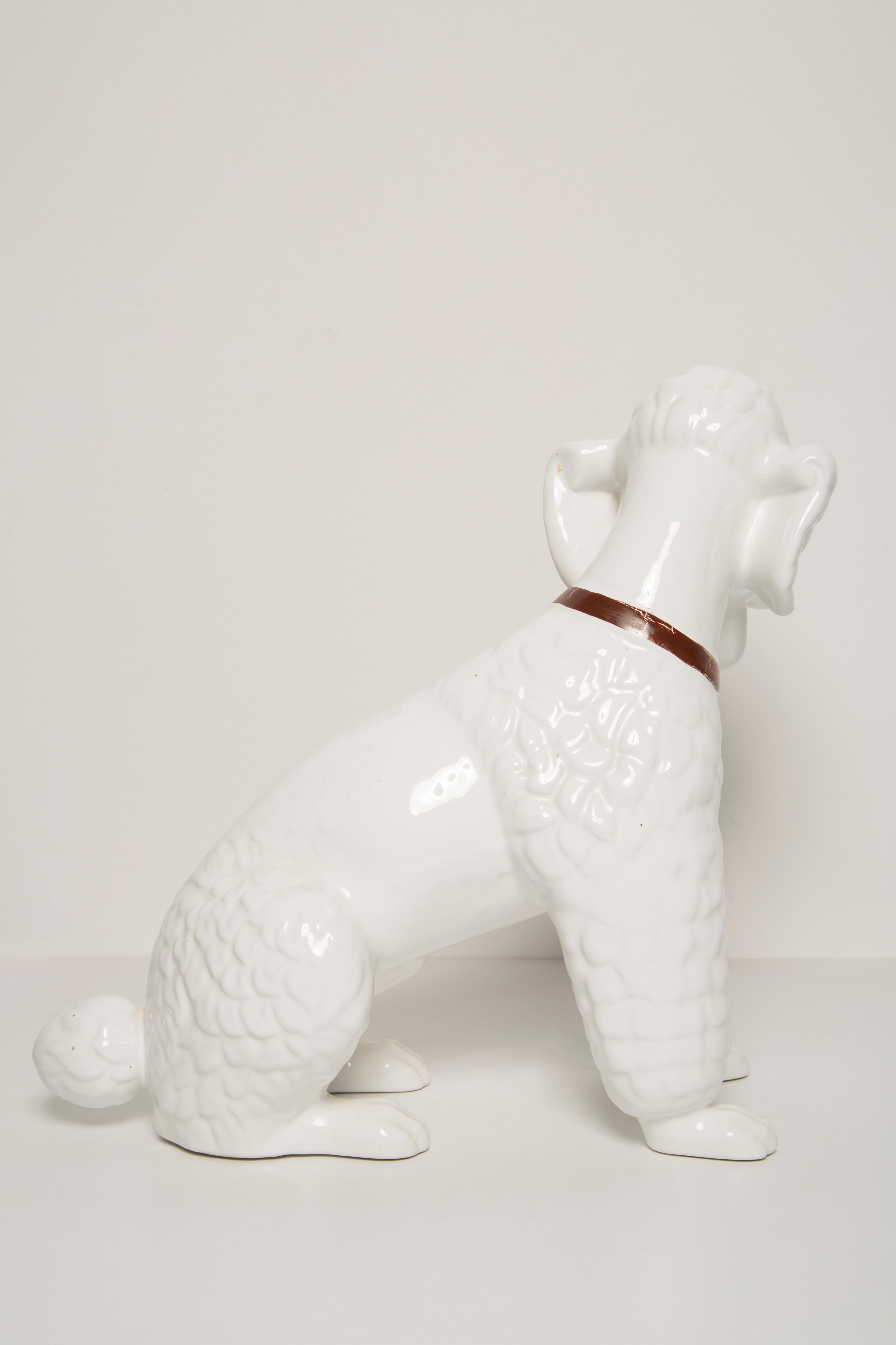 Ceramic Mid Century Big King White Poodle Dog Sculpture, Italy, 1960s For Sale