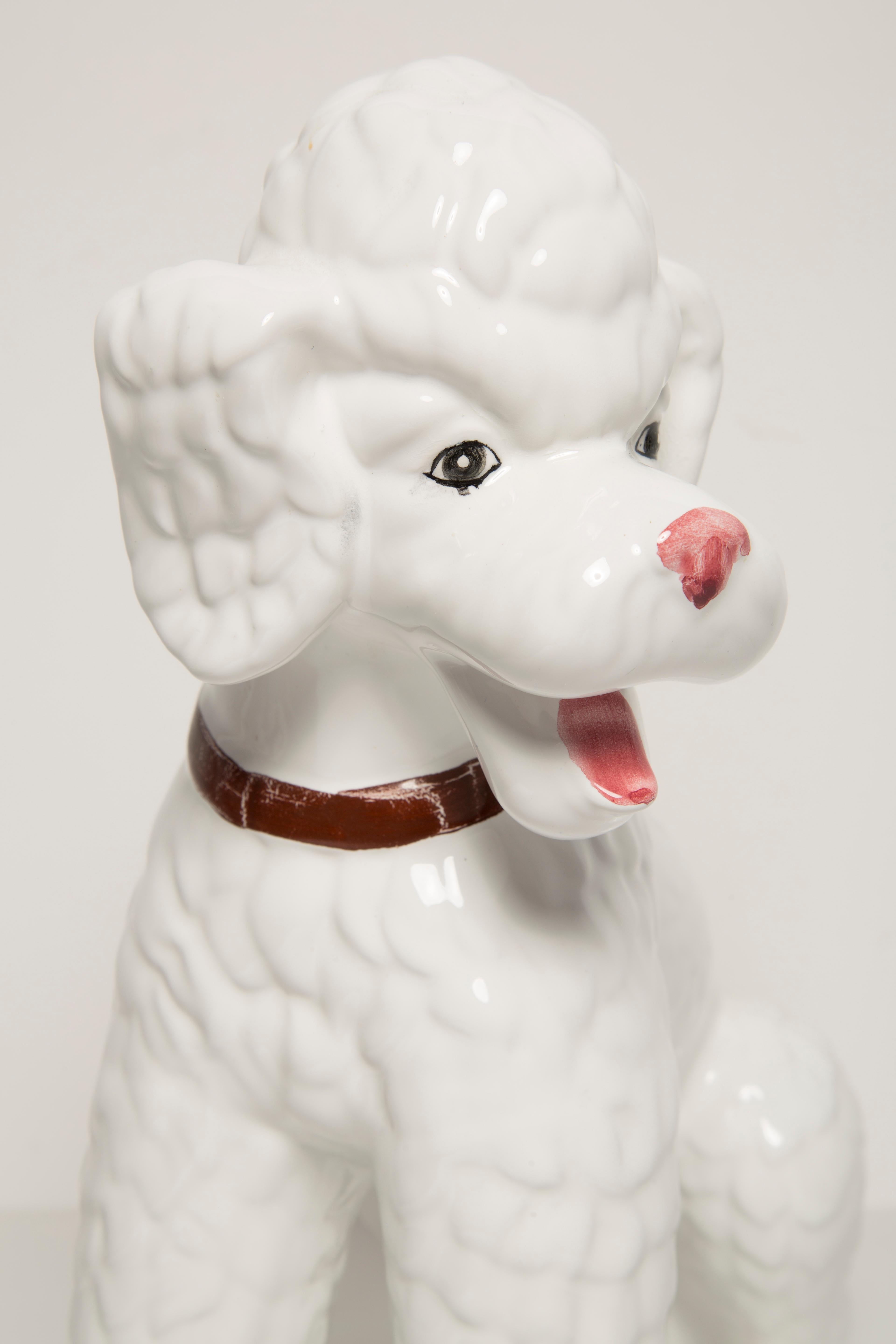 Big King Weiße Pudel-Hunde-Skulptur aus der Mitte des Jahrhunderts, Italien, 1960er Jahre (Handbemalt) im Angebot
