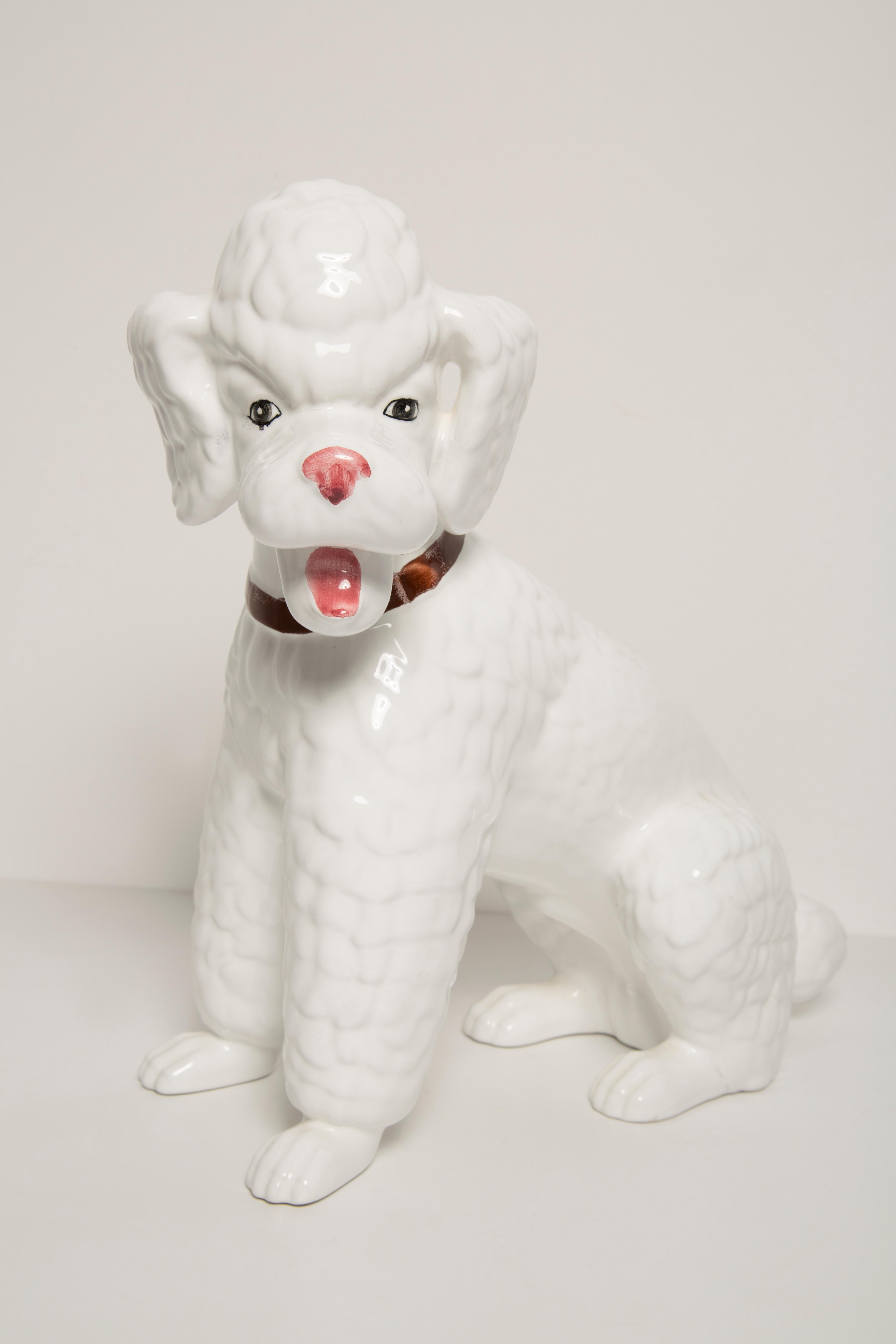 Hand-Painted Mid Century Big King White Poodle Dog Sculpture, Italy, 1960s For Sale
