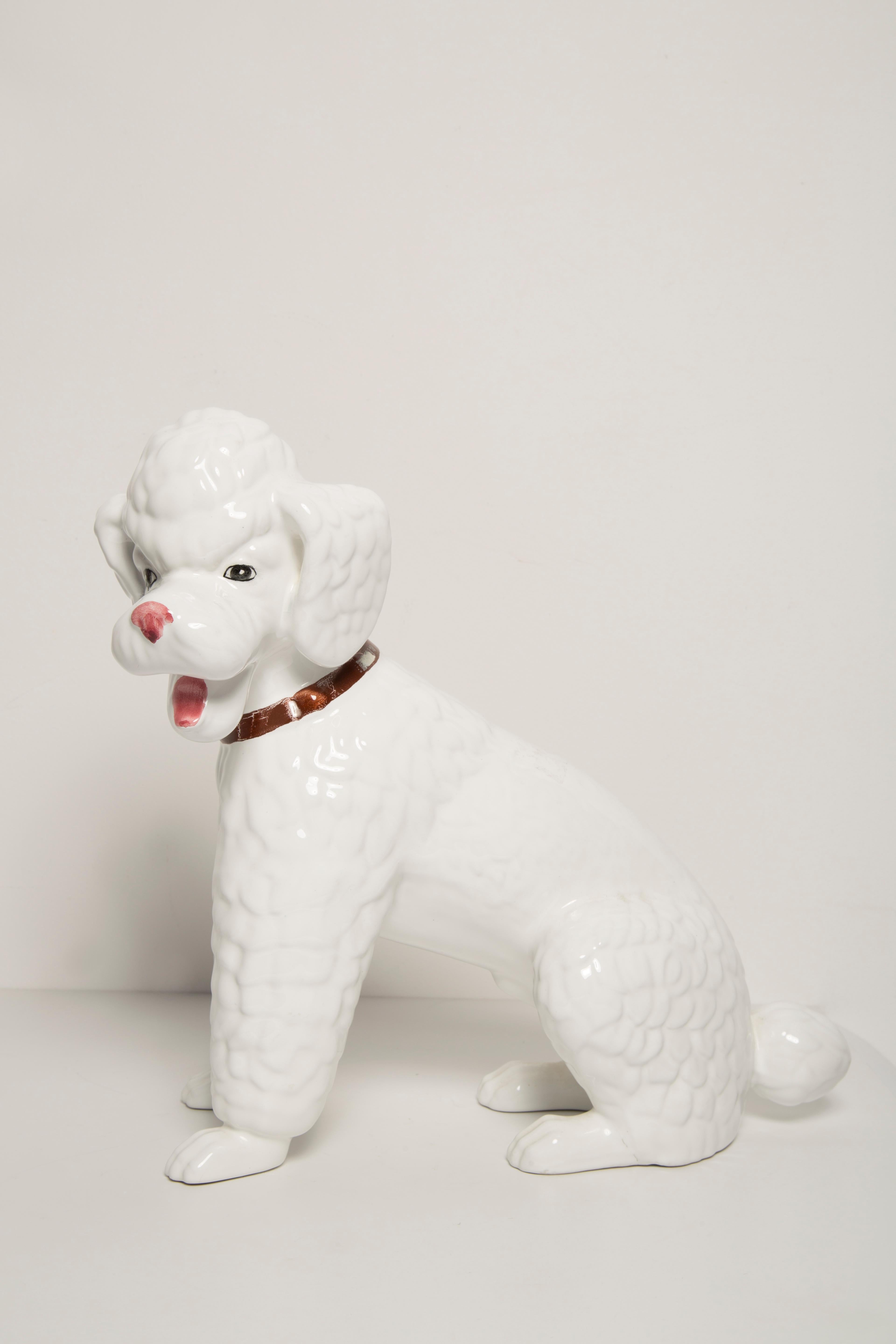 Big King Weiße Pudel-Hunde-Skulptur aus der Mitte des Jahrhunderts, Italien, 1960er Jahre (Keramik) im Angebot