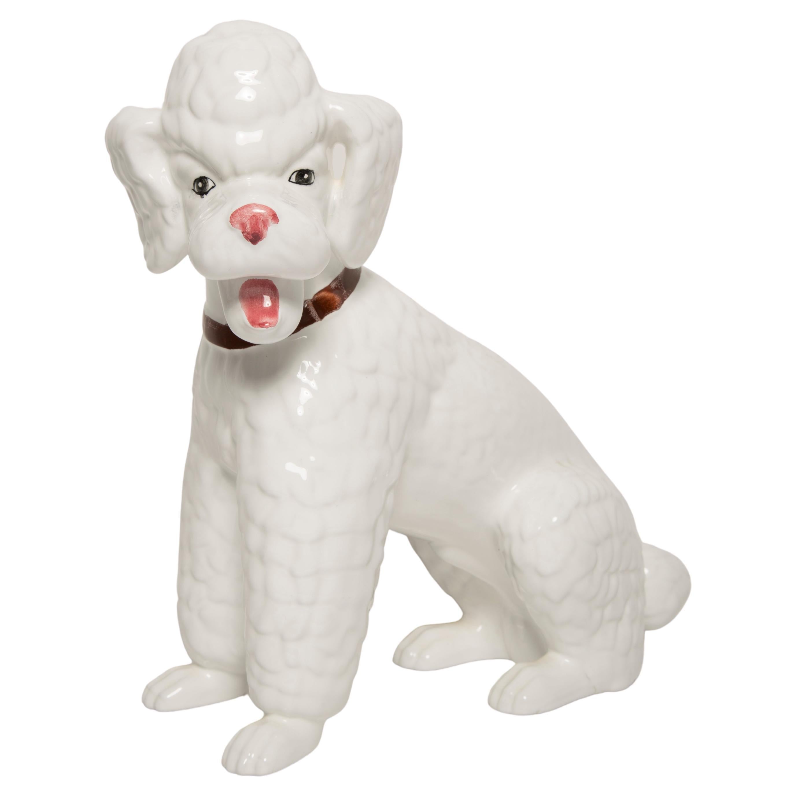Mid Century Big King White Poodle Dog Sculpture, Italy, 1960s