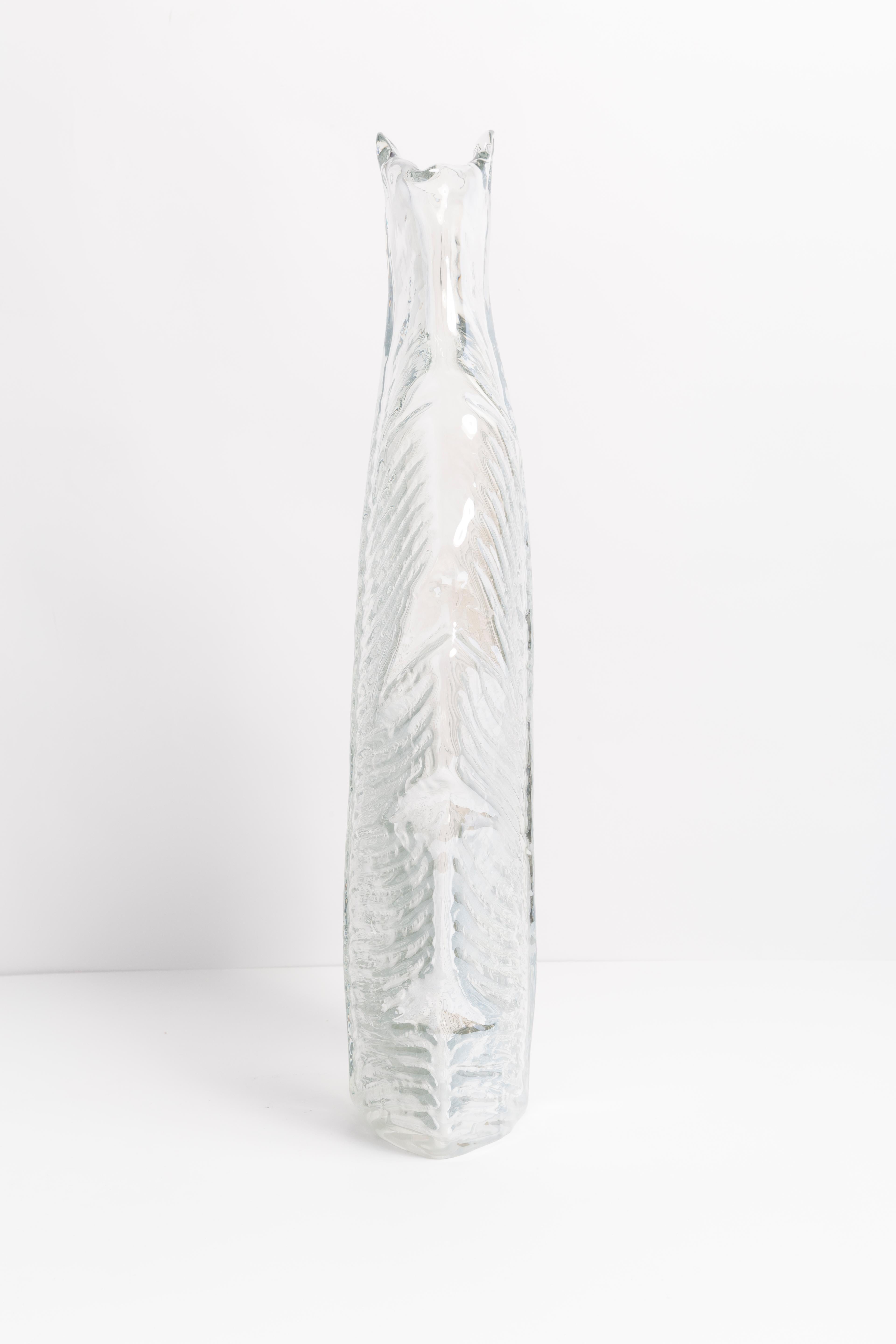 Mid Century Big Leaf Transparent Vase, Italy, 1960s In Excellent Condition For Sale In 05-080 Hornowek, PL