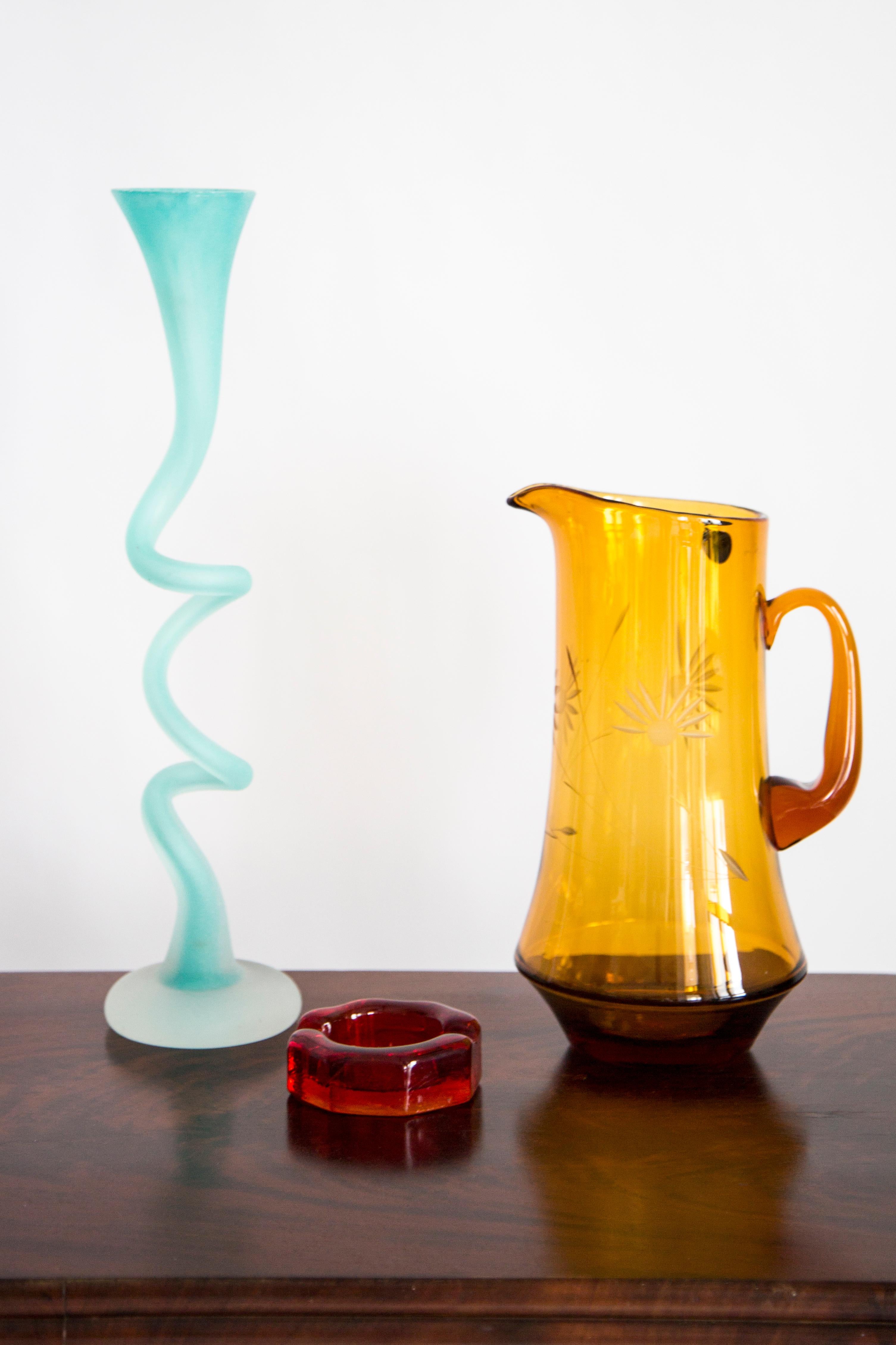Polish Mid Century Big Yellow Pot, Glass, Europe, 1960s For Sale