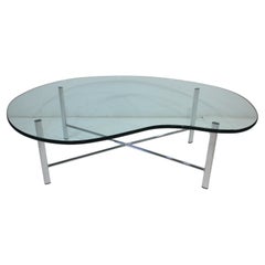 Mid Century Biomorphic Glass / Chrome Coffee Table in the style of Colombo