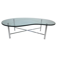 Mid Century Biomorphic Glass / Chrome Coffee Table in the style of Colombo