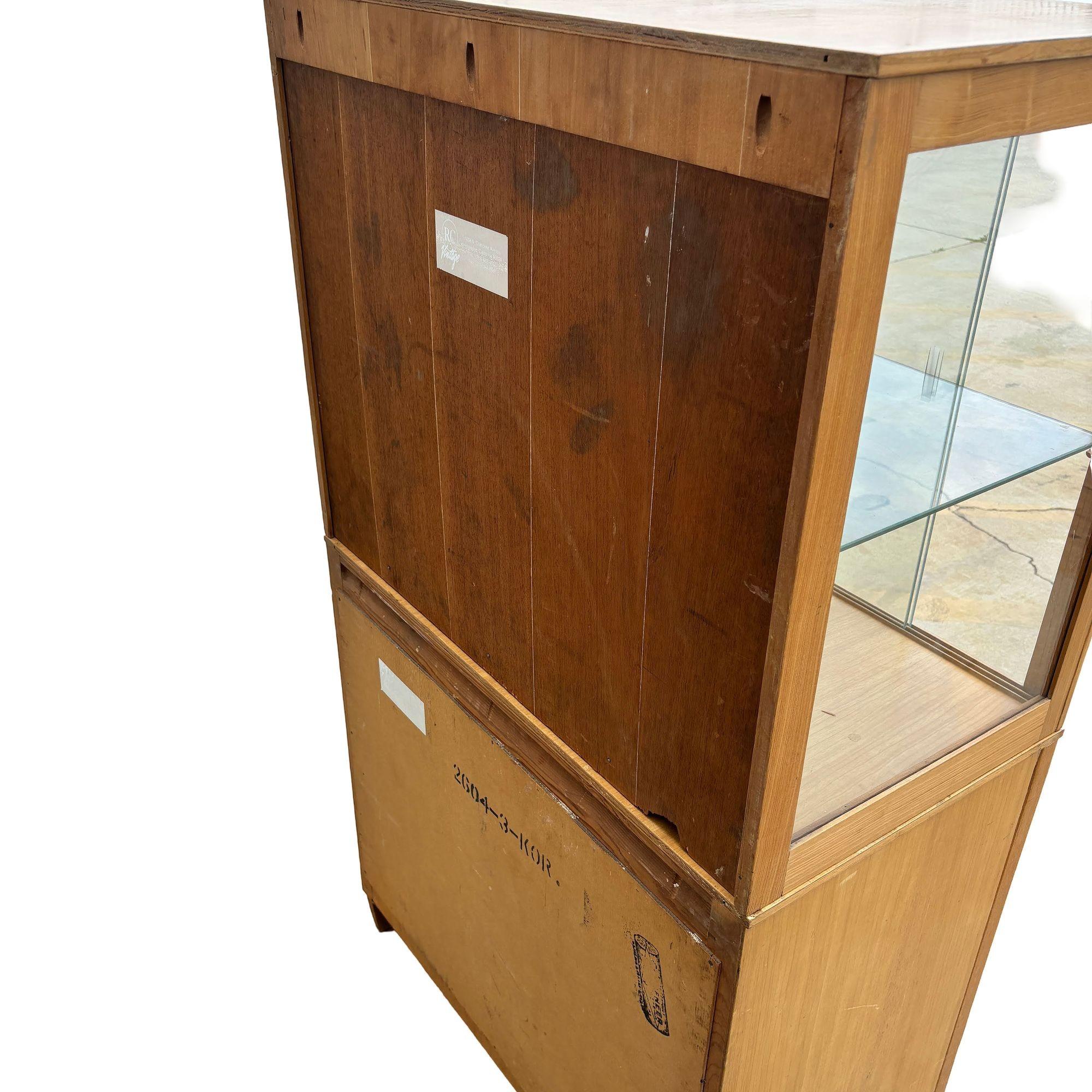 Mid-20th Century Mid Century Birch Curio Cabinet w/ Bronze Pulls For Sale