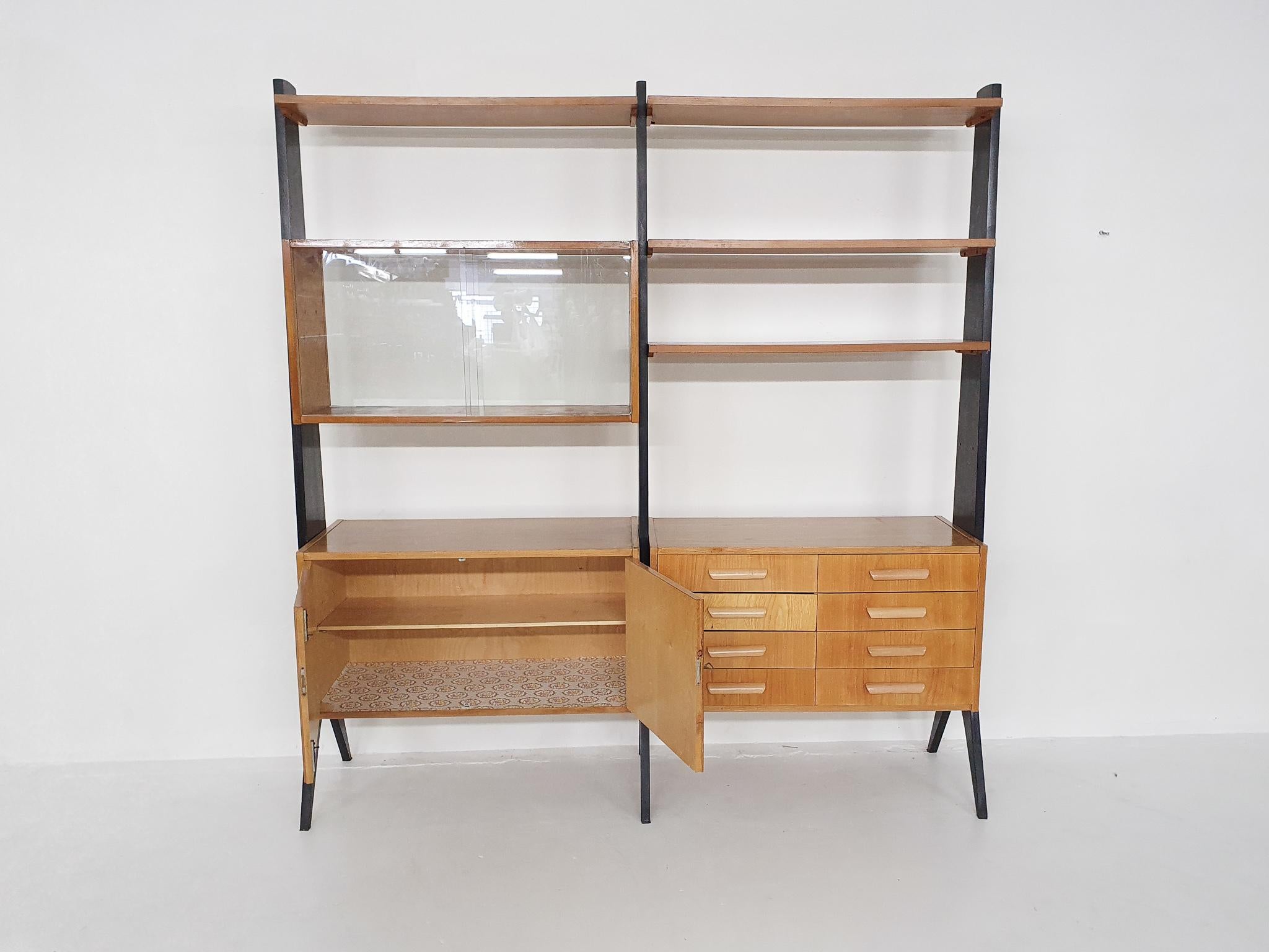 Mid-Century Birch Free Standing Wall Unit, 1950's In Good Condition In Amsterdam, NL