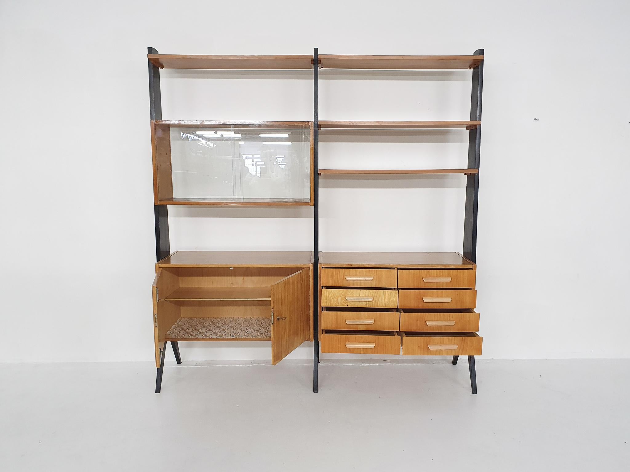 Mid-20th Century Mid-Century Birch Free Standing Wall Unit, 1950's