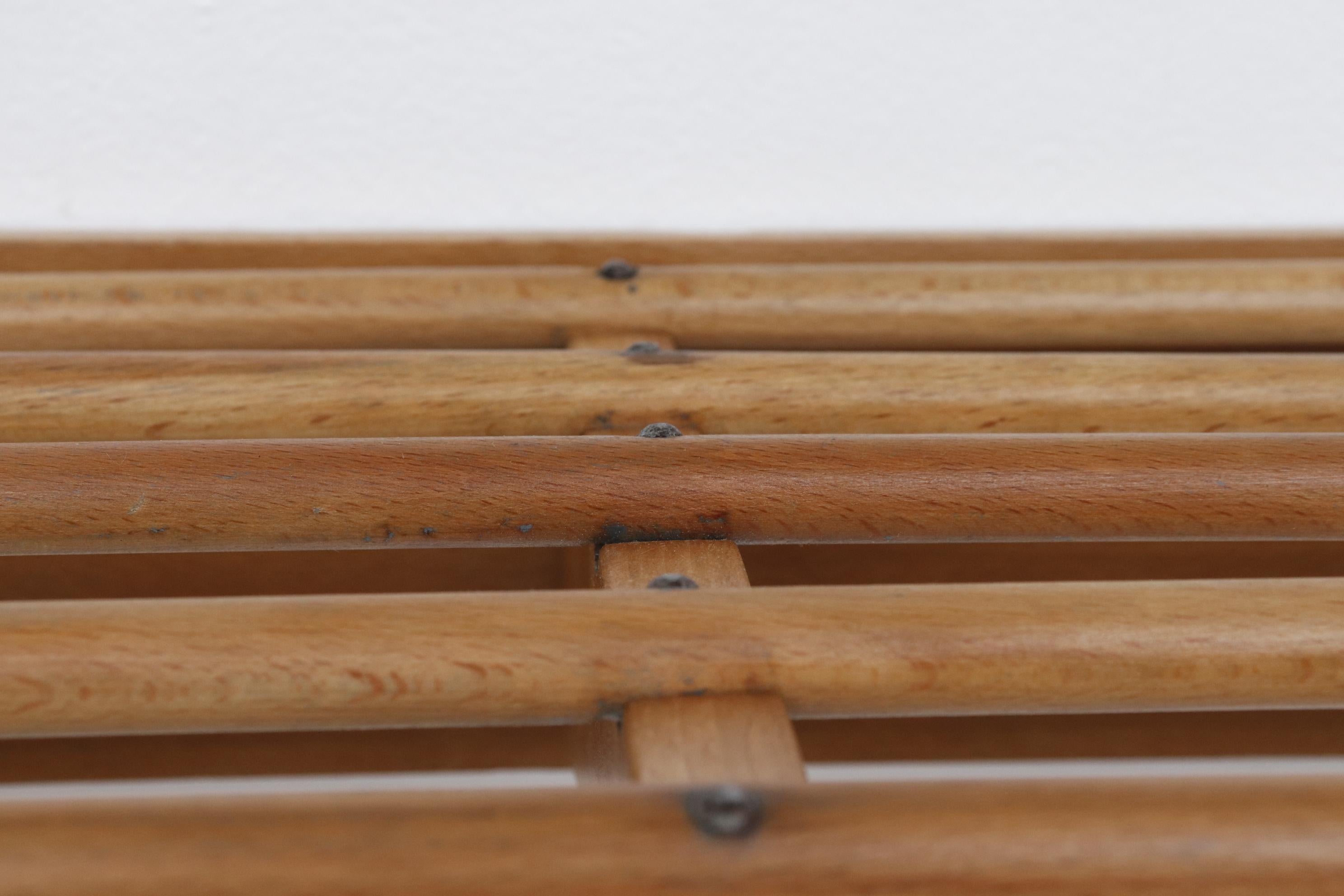 Midcentury Birch Spindle Wall Coat and Hat Rack 3