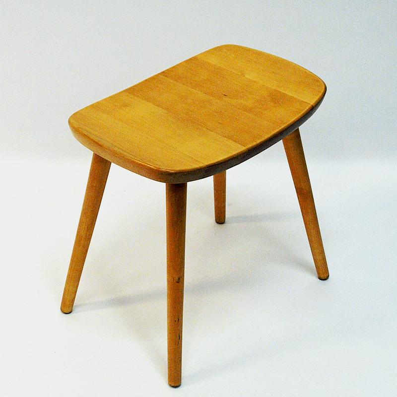 Scandinavian Modern Midcentury Birch Stool Palle by Yngve Ekström, 1950s, Sweden