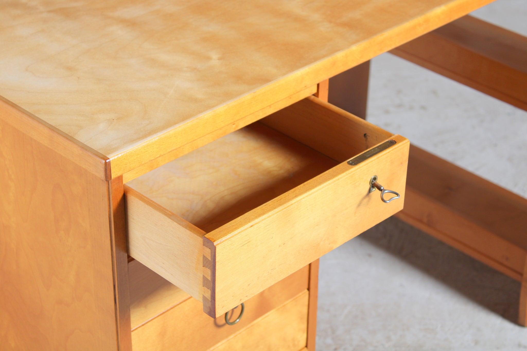 Finnish Mid-Century Birch Writing Desk with Shelves by Ilmari Tapiovaara, Finland, 1950s